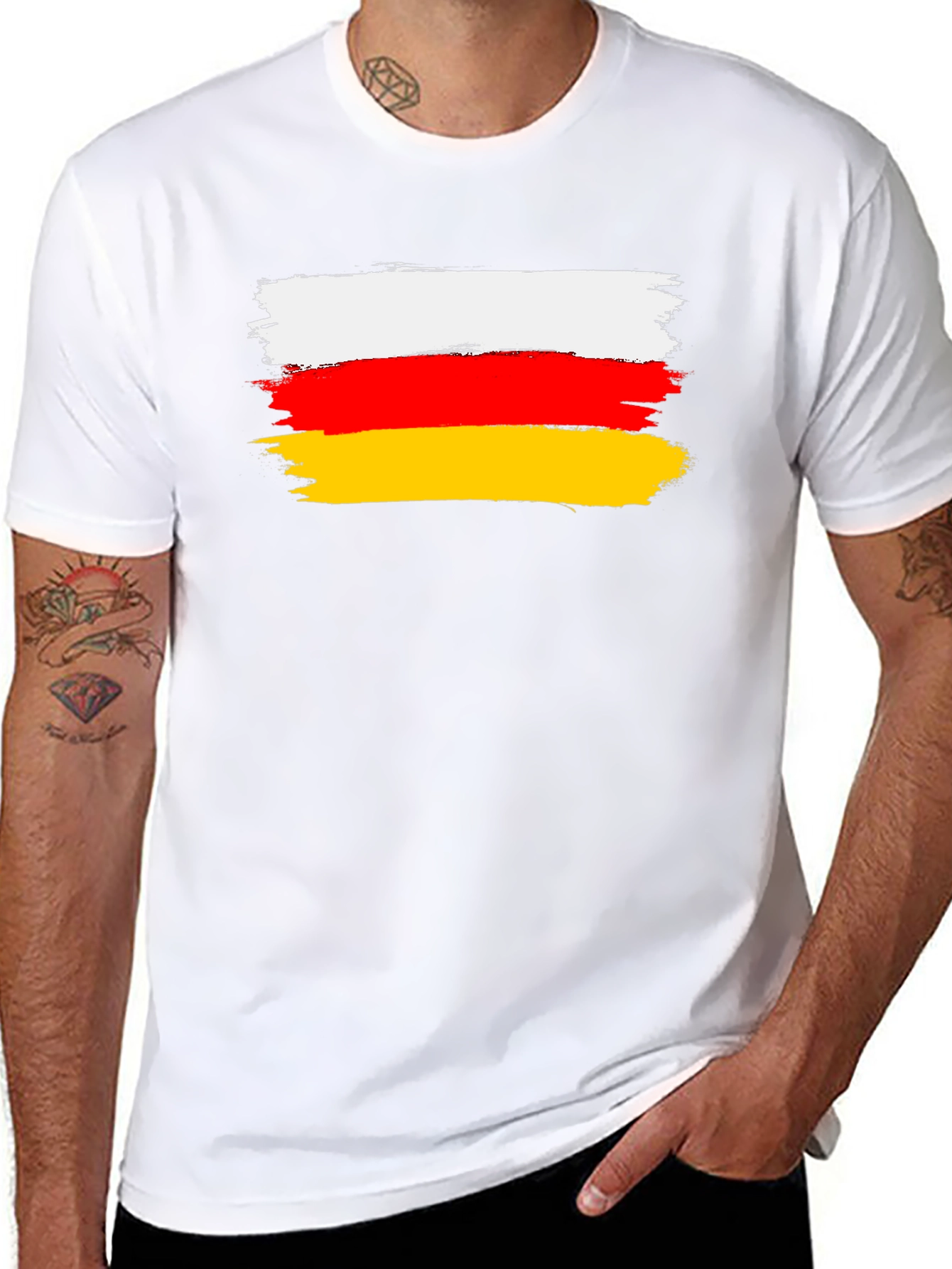 German Flag Brushstroke Black T-Shirt