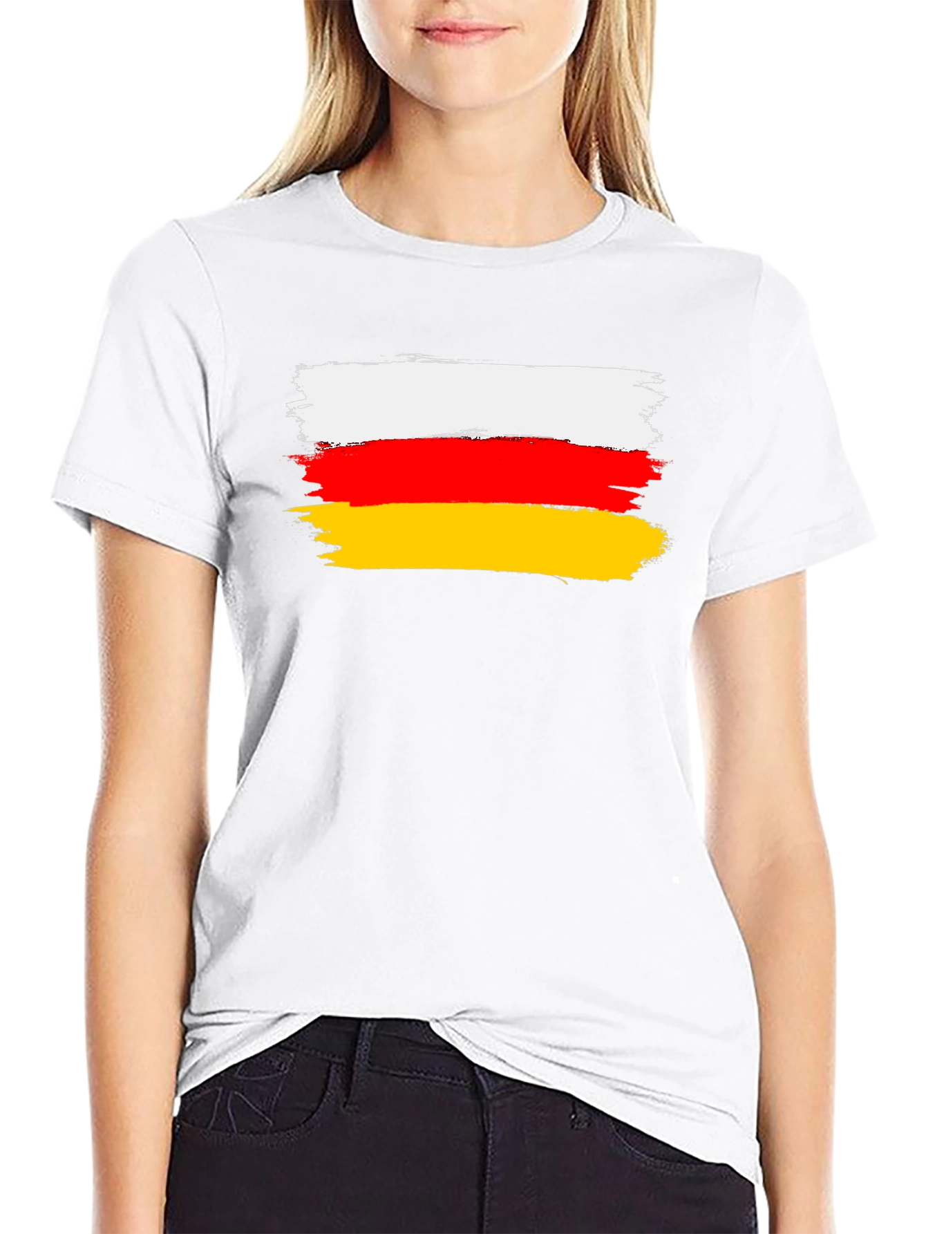 German Flag Brushstroke Black T-Shirt