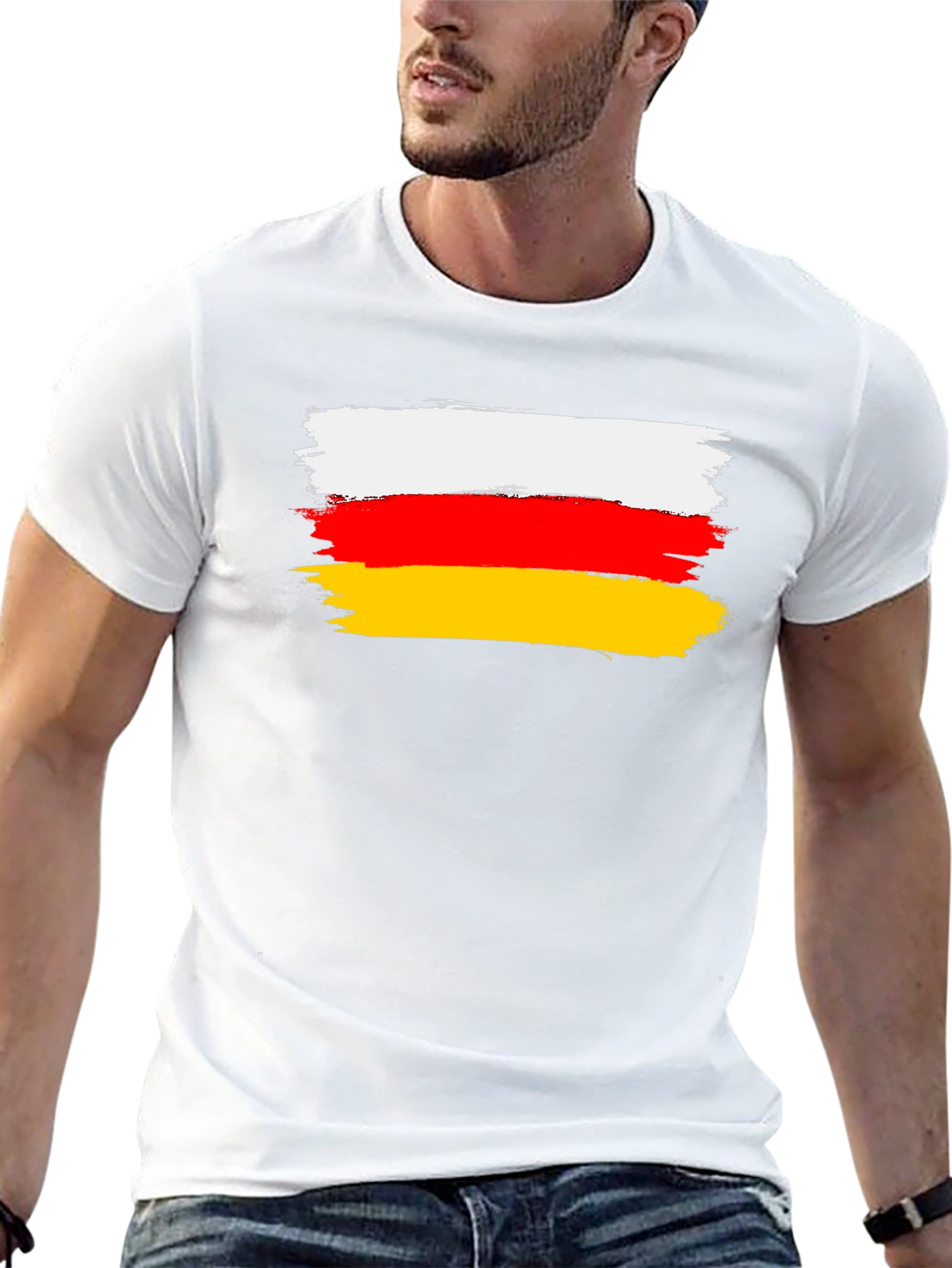 German Flag Brushstroke Black T-Shirt
