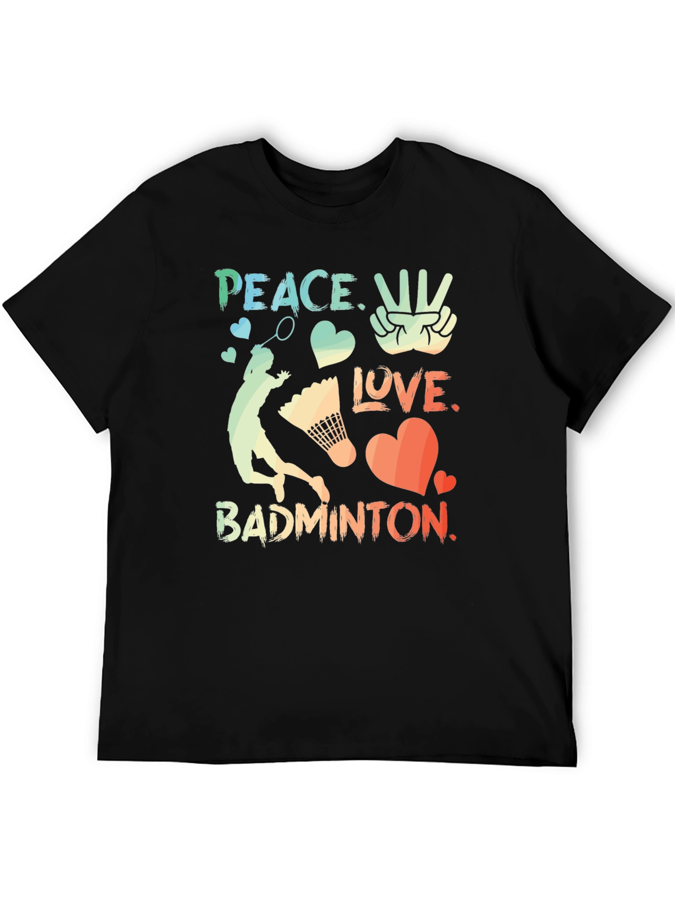 Peace Love Badminton Graphic T-Shirt