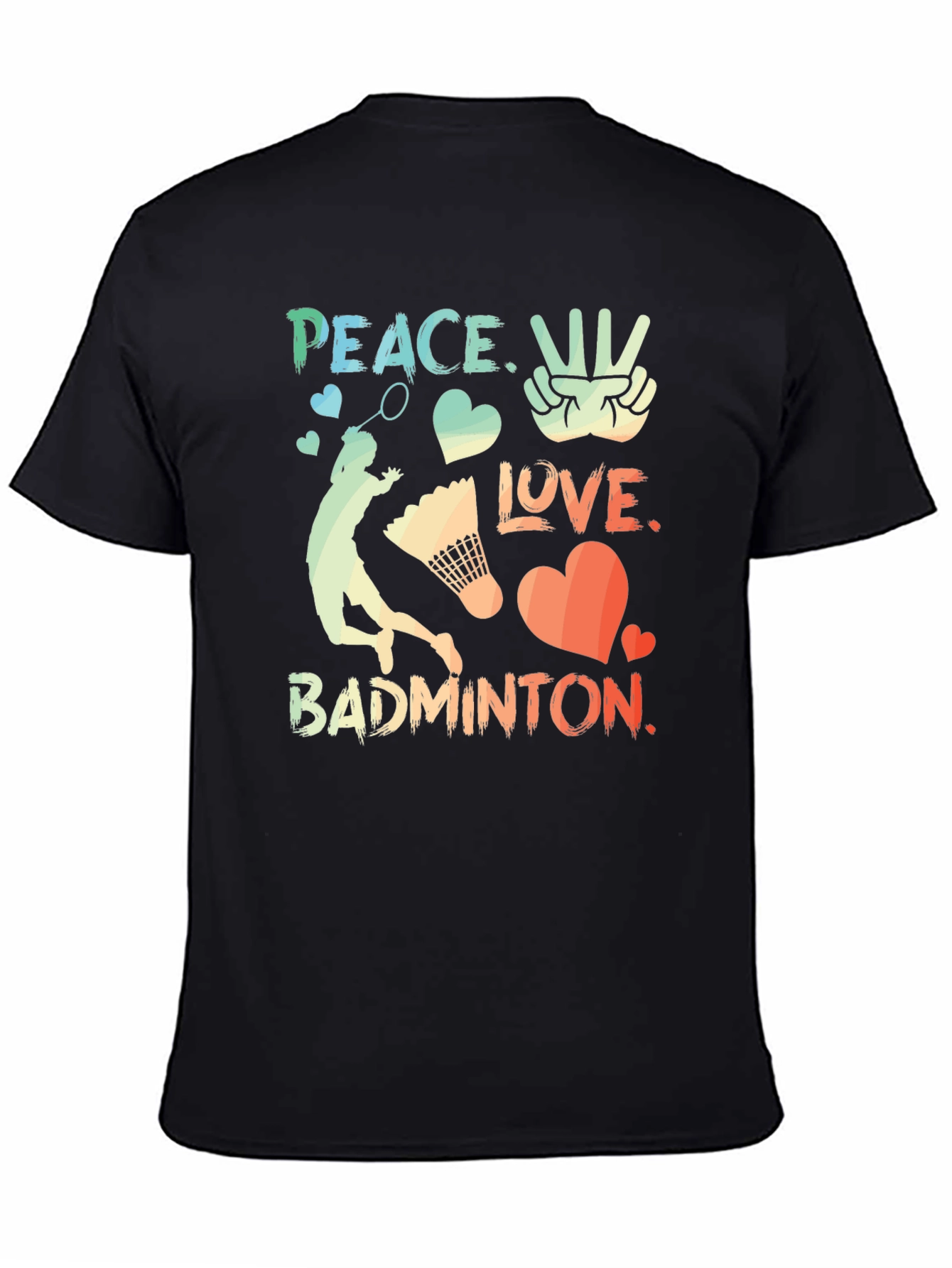 Peace Love Badminton Graphic T-Shirt