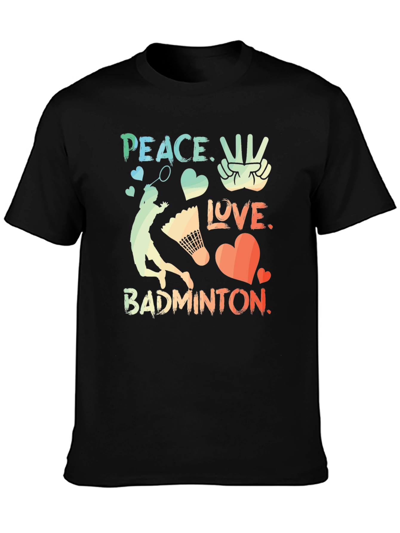 Peace Love Badminton Graphic T-Shirt