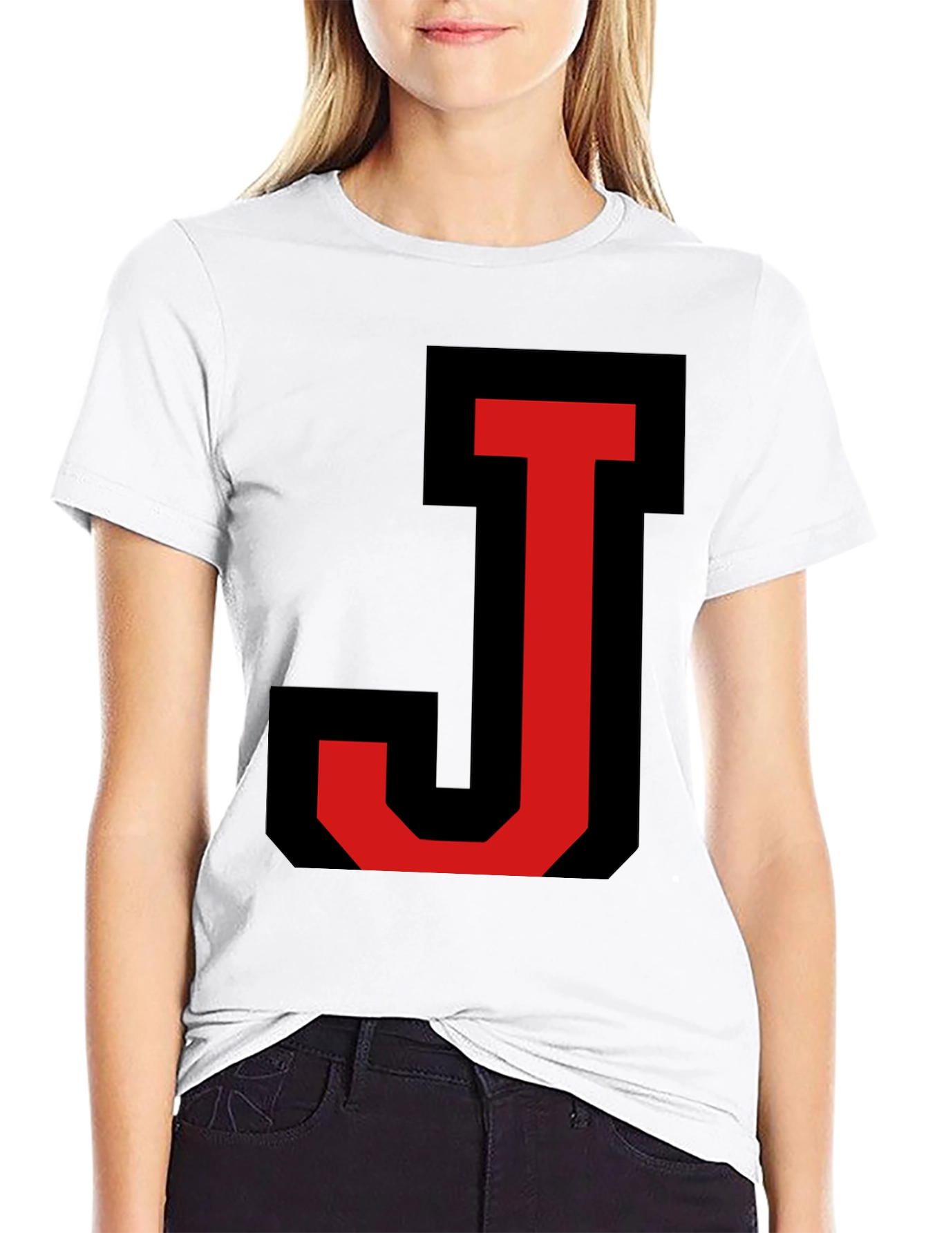 Bold Initial J Graphic Black T-Shirt