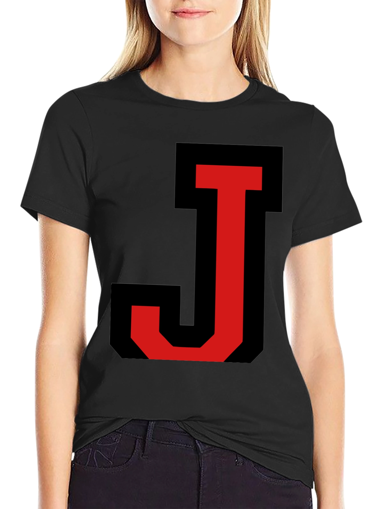Bold Initial J Graphic Black T-Shirt