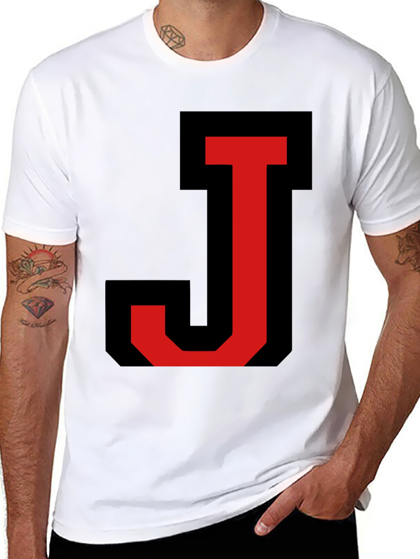 Bold Initial J Graphic Black T-Shirt