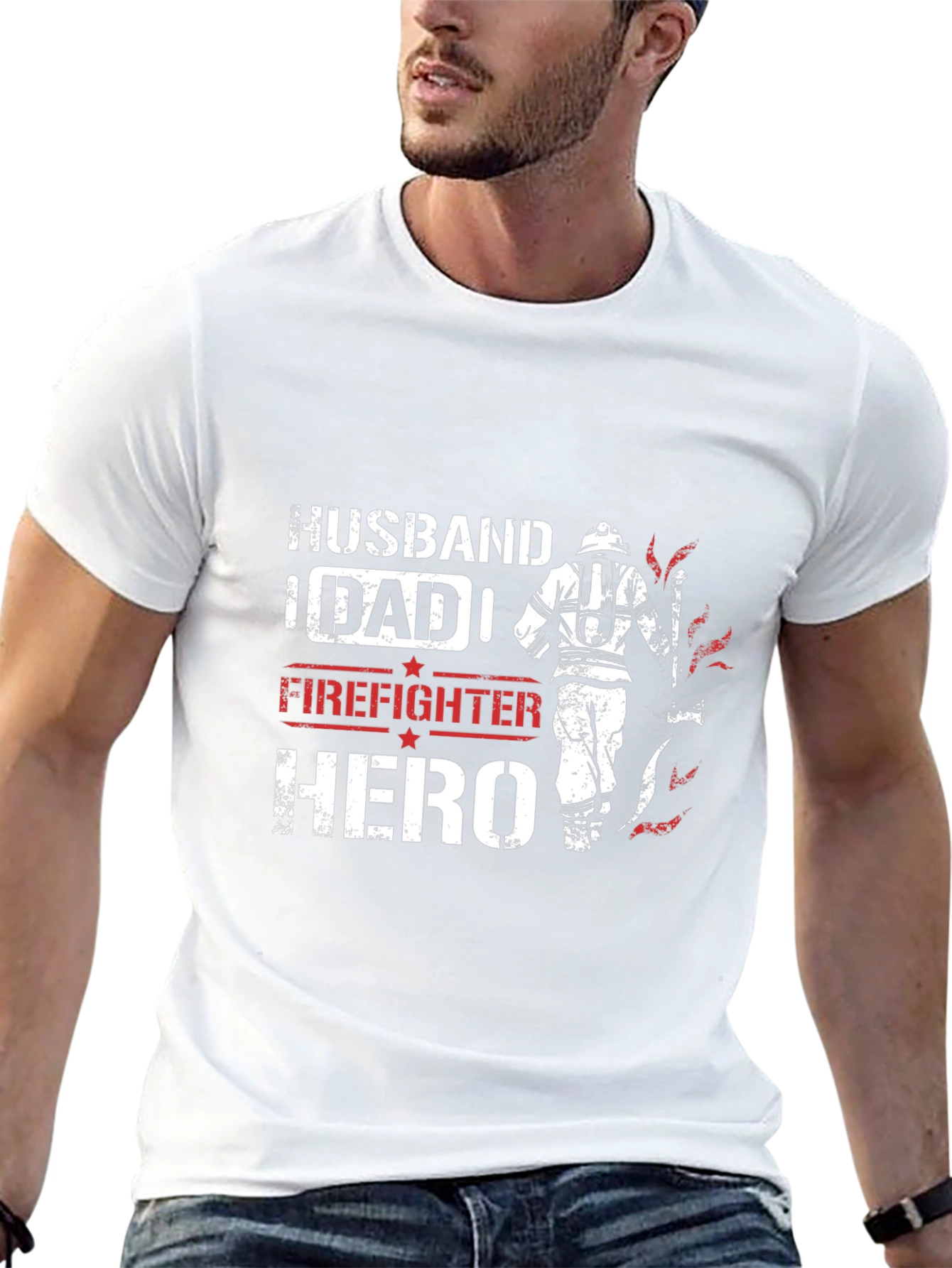 Firefighter Hero Graphic Tee - Husband Dad Hero