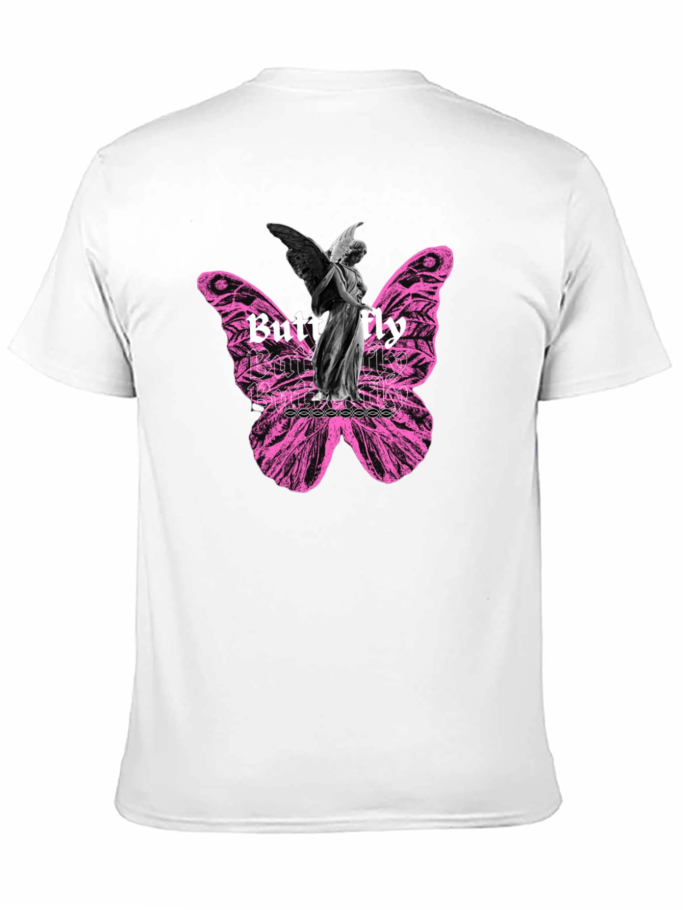 Butterfly Angel Graphic Print Black T-Shirt