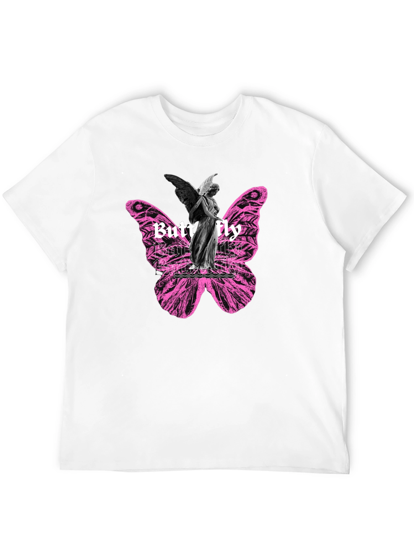 Butterfly Angel Graphic Print Black T-Shirt