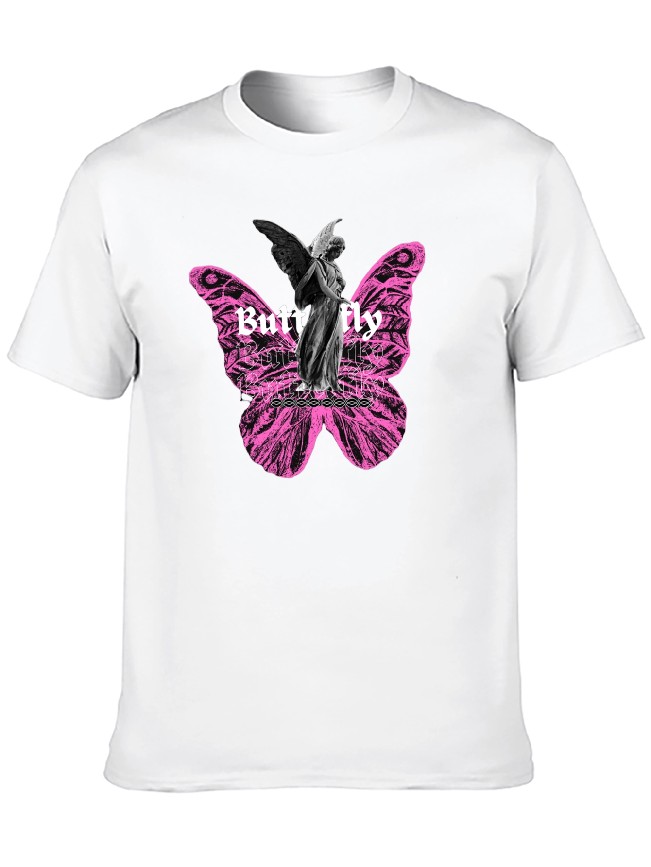 Butterfly Angel Graphic Print Black T-Shirt