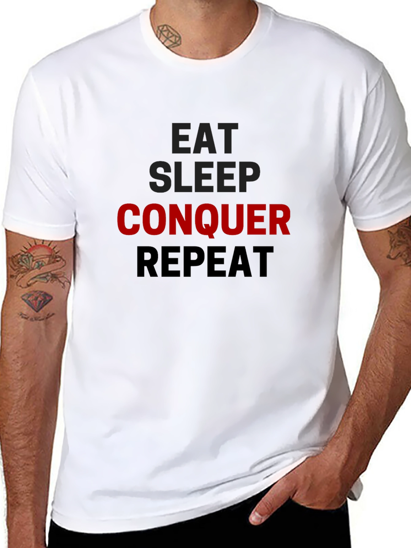 Eat Sleep Conquer Repeat Black T-Shirt