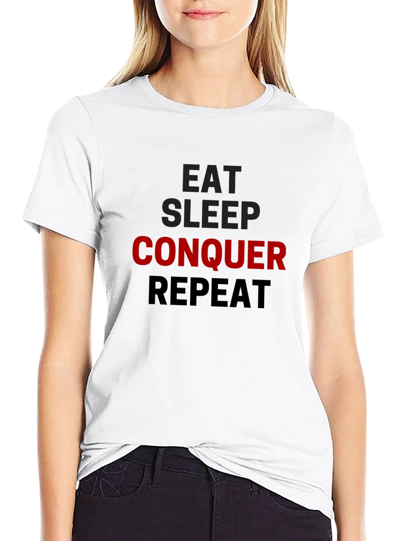 Eat Sleep Conquer Repeat Black T-Shirt