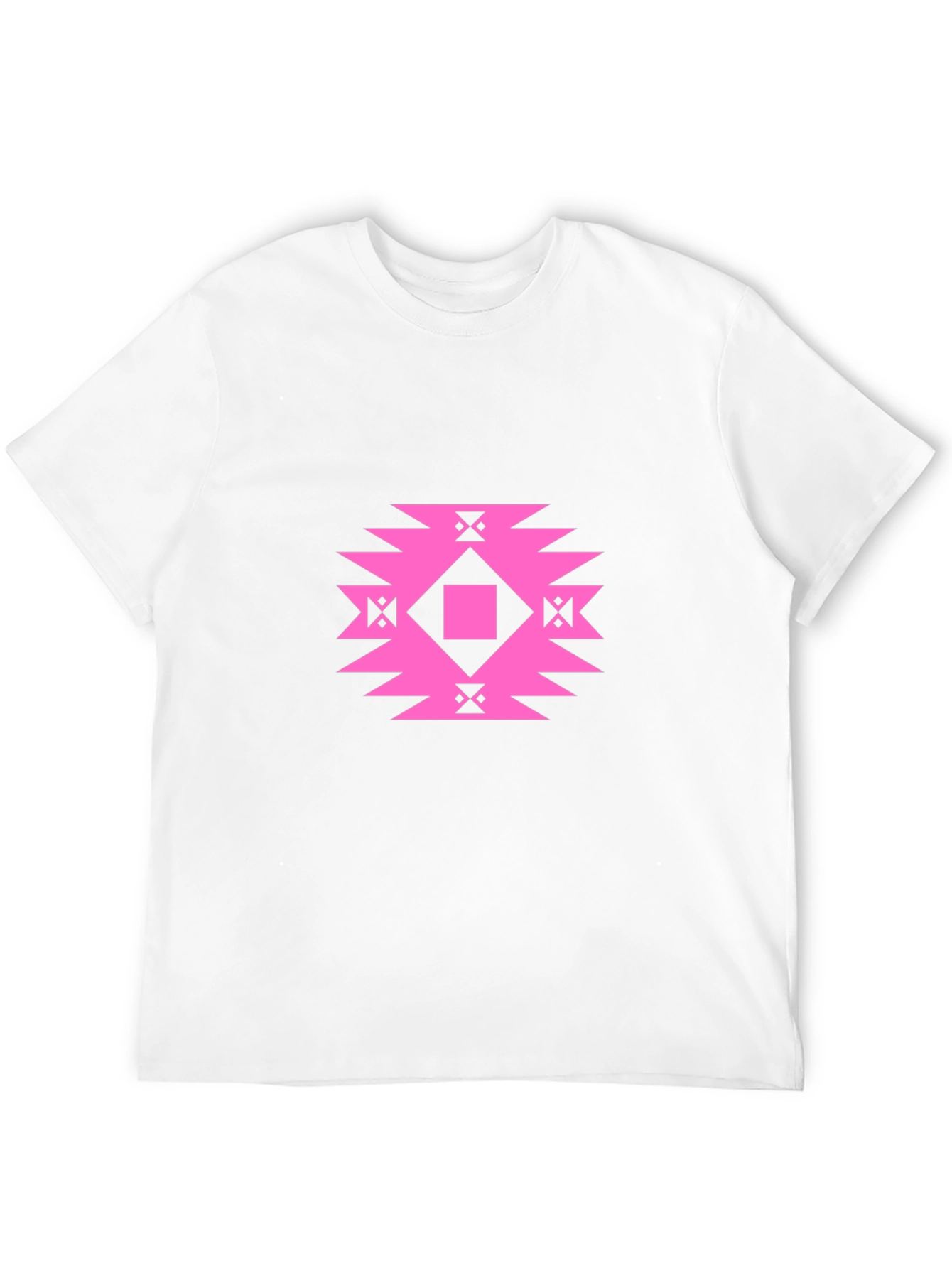 Stylish Black Tee with Geometric Pink Design
