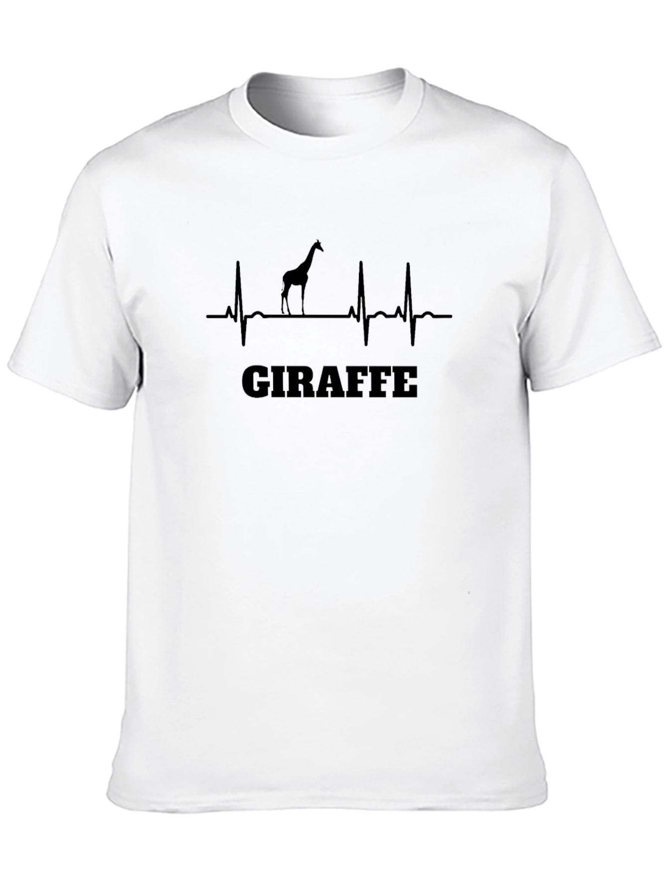 Giraffe Heartbeat Graphic Tee - Black Cotton T-Shirt