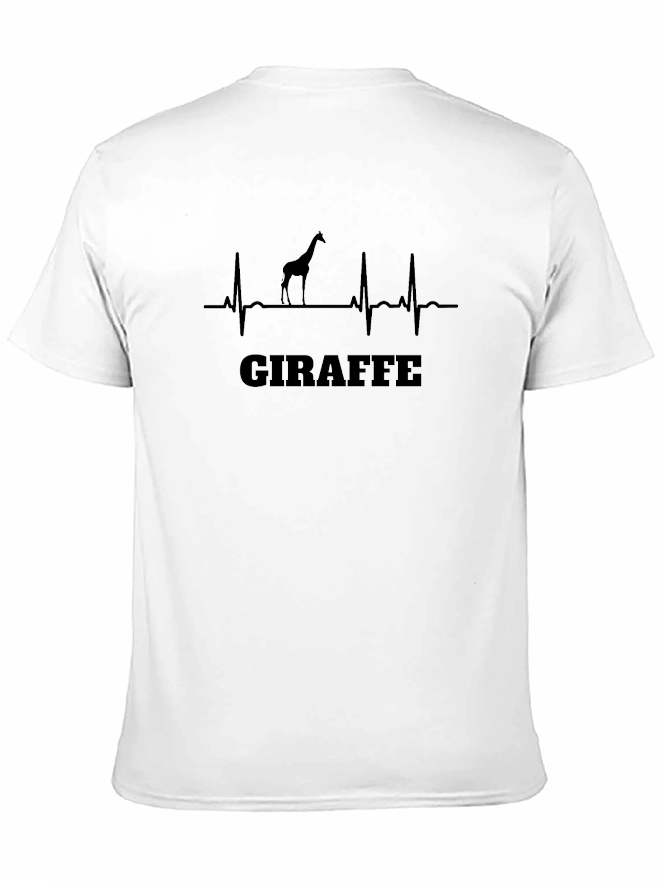 Giraffe Heartbeat Graphic Tee - Black Cotton T-Shirt