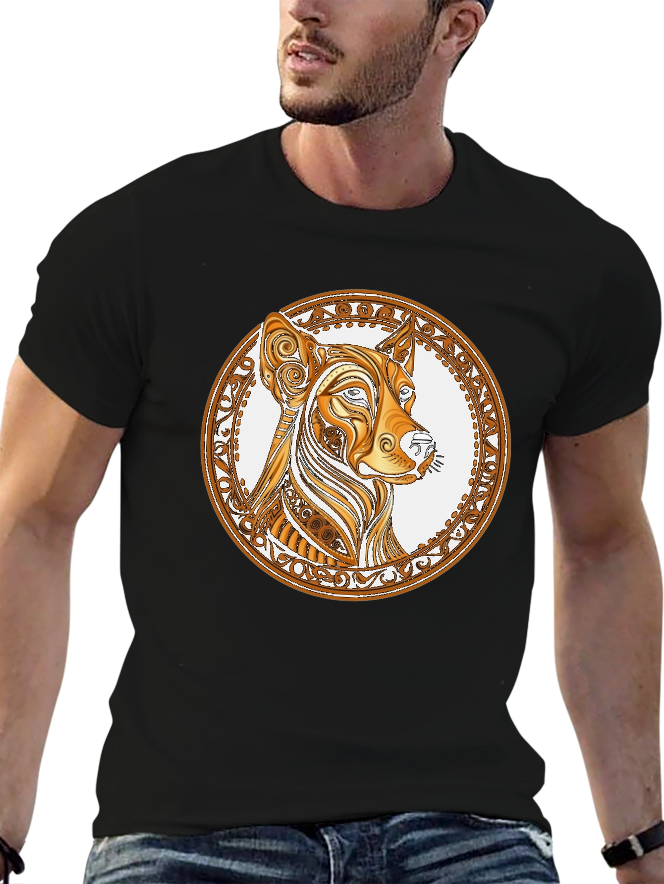 Stylish Black T-Shirt with Dog Graphic