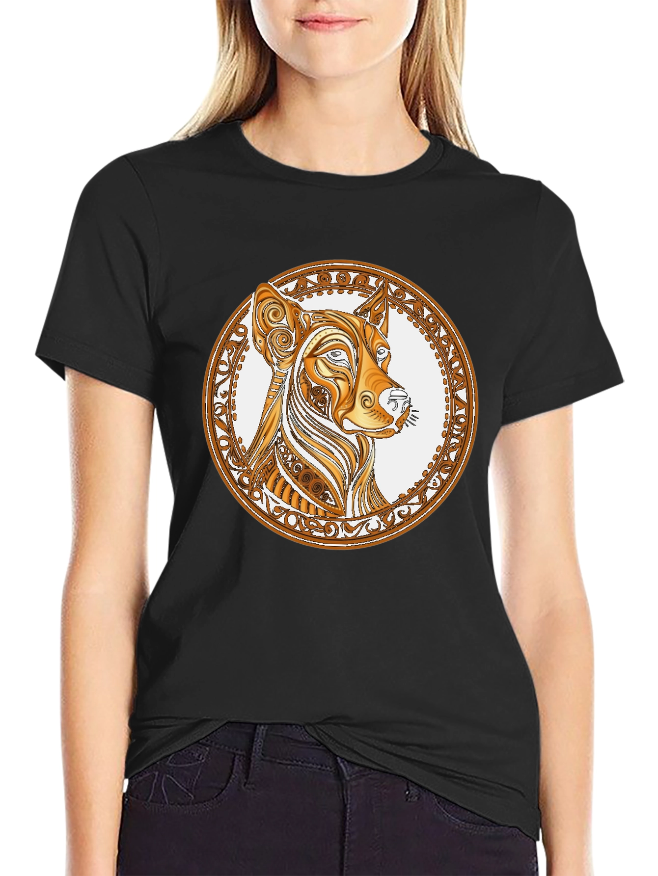 Stylish Black T-Shirt with Dog Graphic