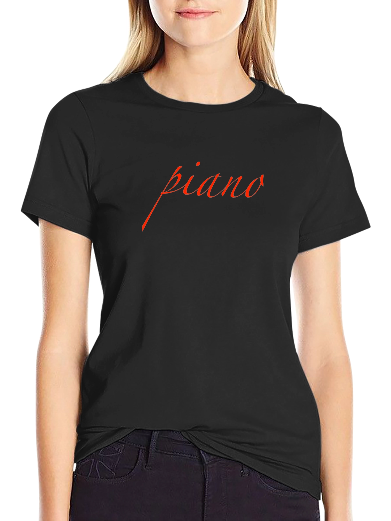 Piano Red Text T-Shirt