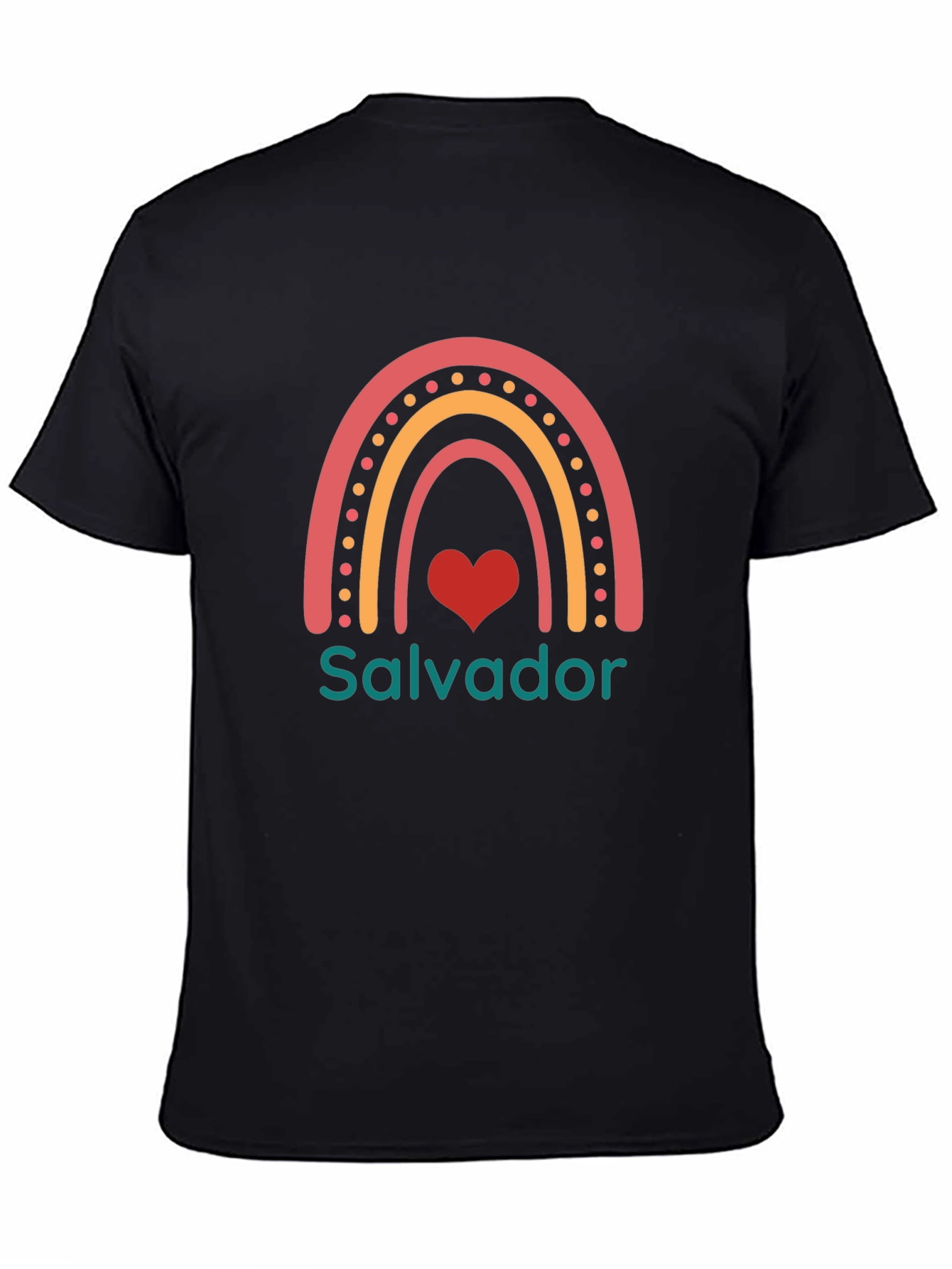 Salvador Rainbow Heart T-Shirt - Black Casual Tee