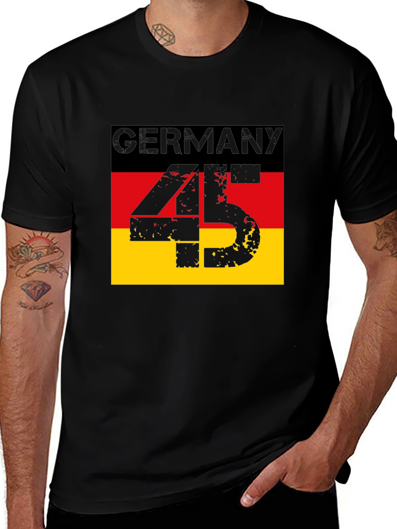 Germany Flag T-Shirt - Distressed 45 Design