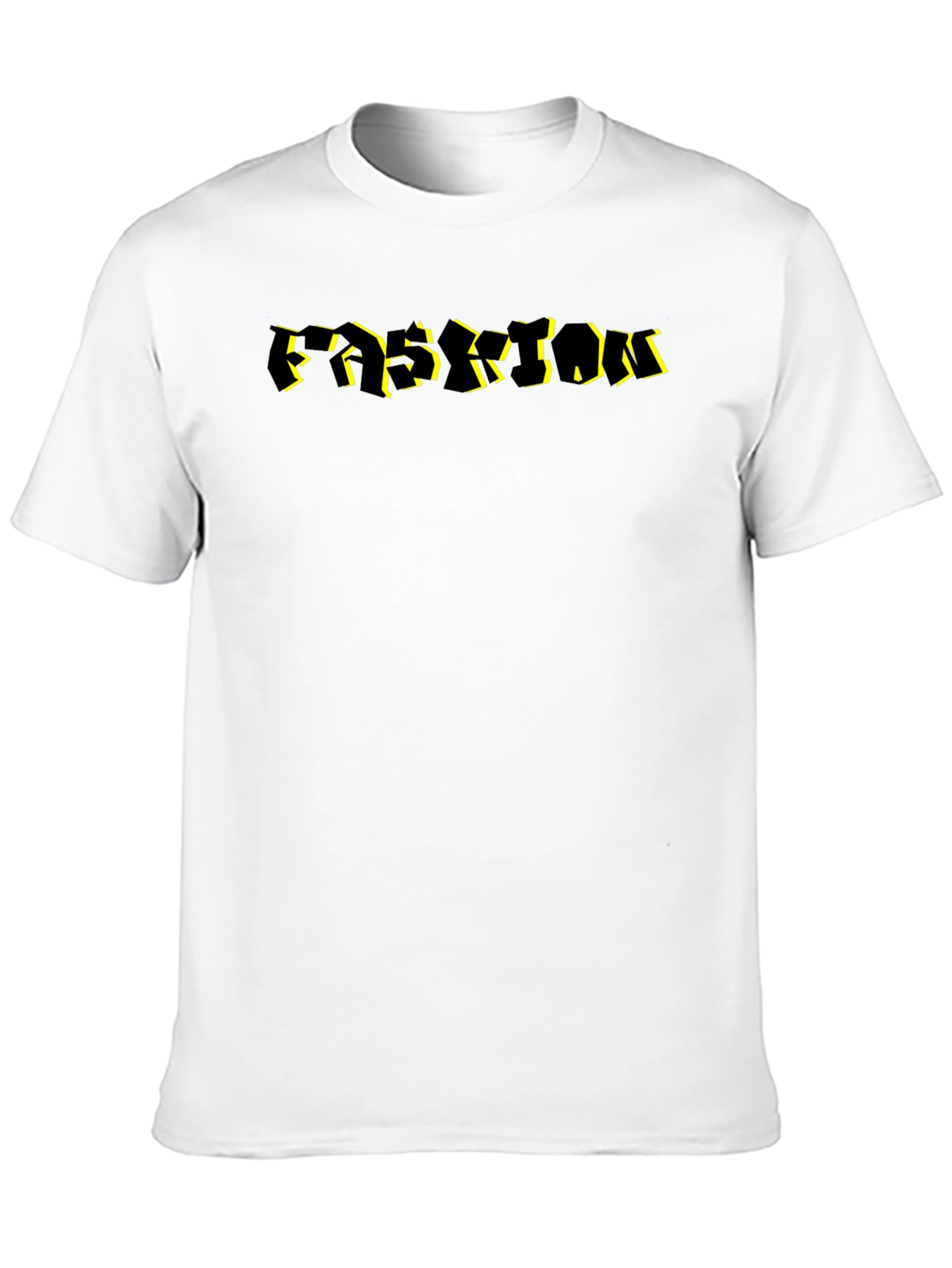 Abstract Black T-Shirt with Yellow Accent Lettering