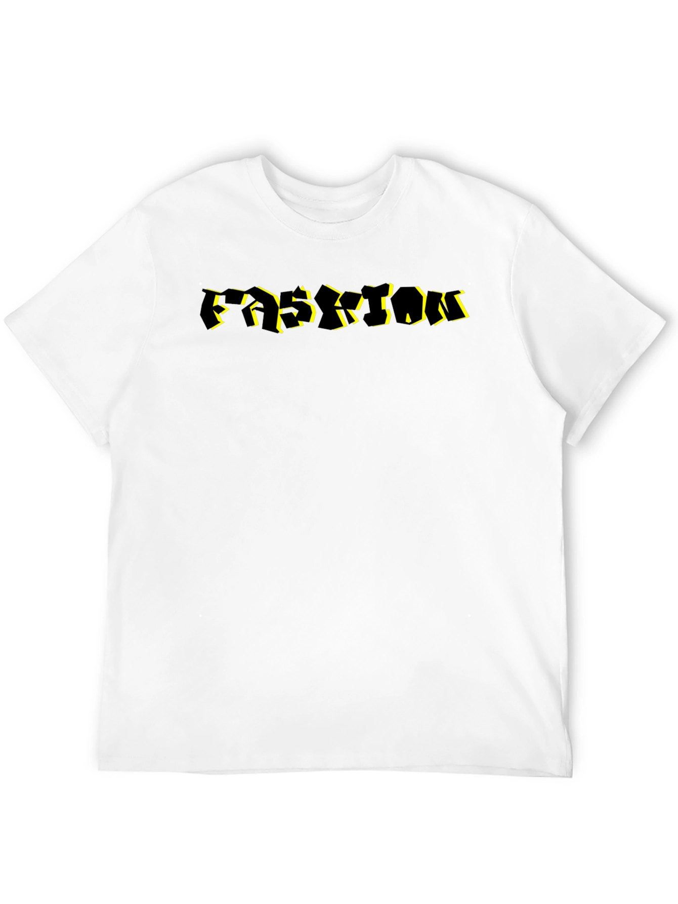 Abstract Black T-Shirt with Yellow Accent Lettering