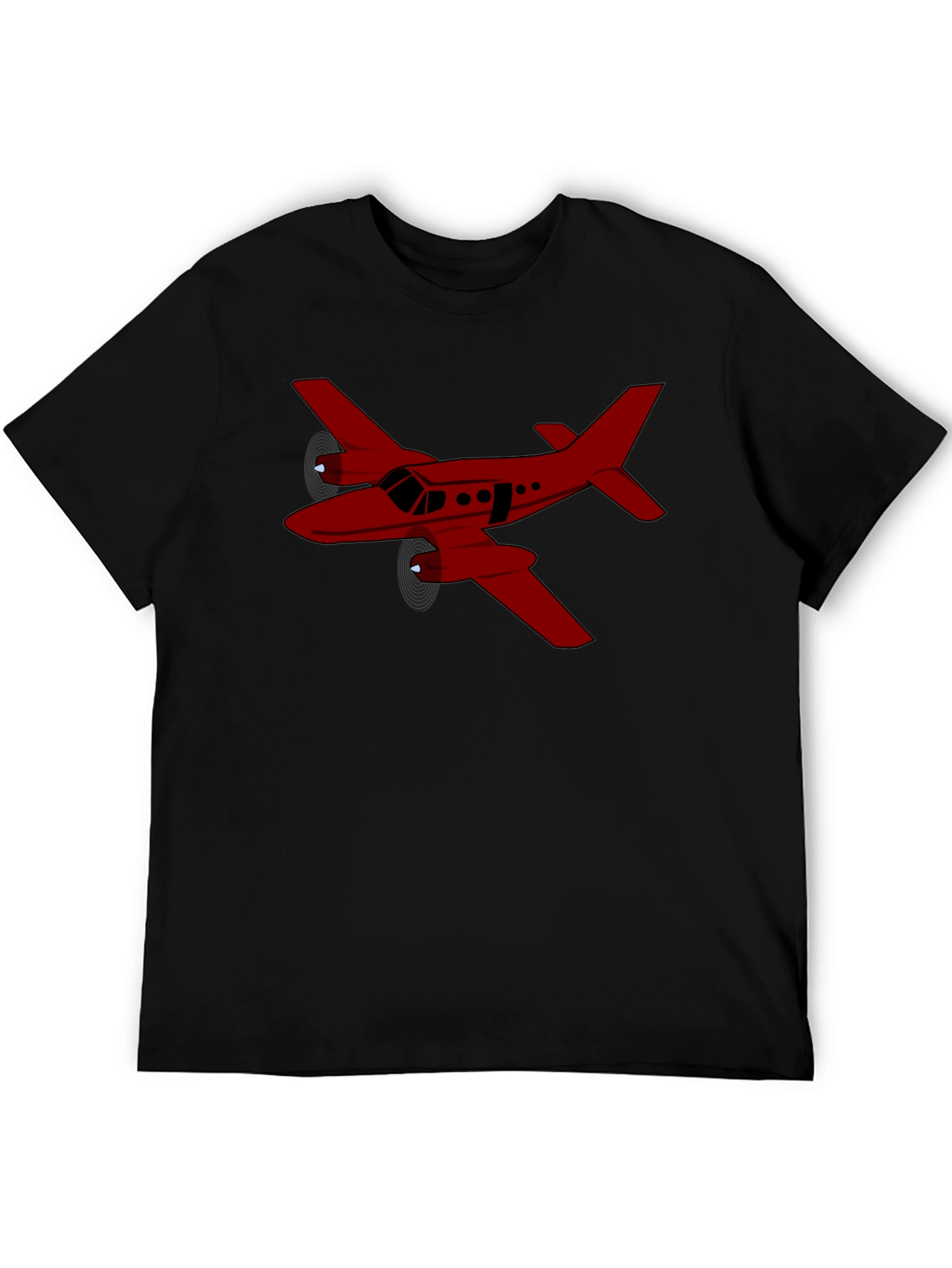 Red Airplane Graphic Black T-Shirt