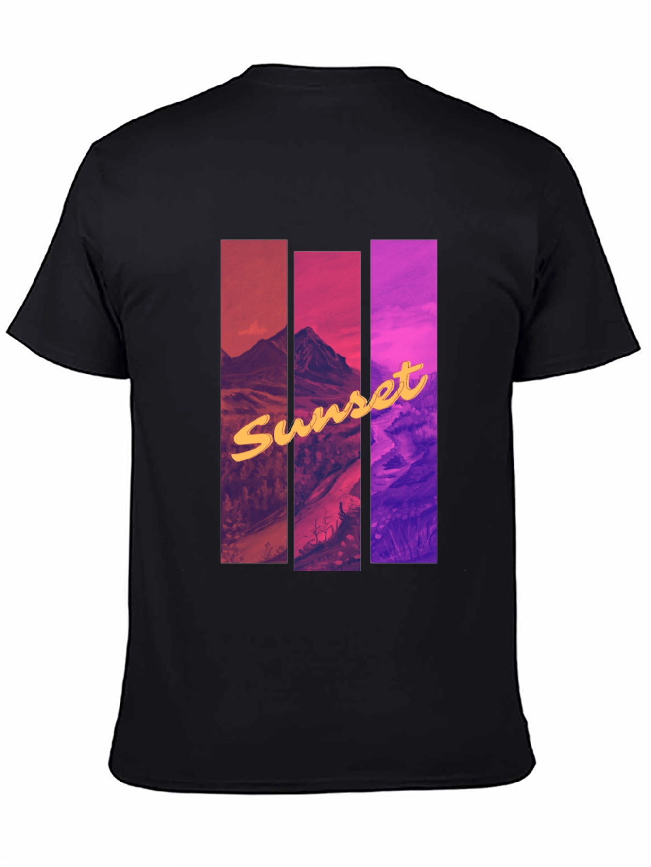 Sunset Mountain Graphic Tee - Black Cotton Blend