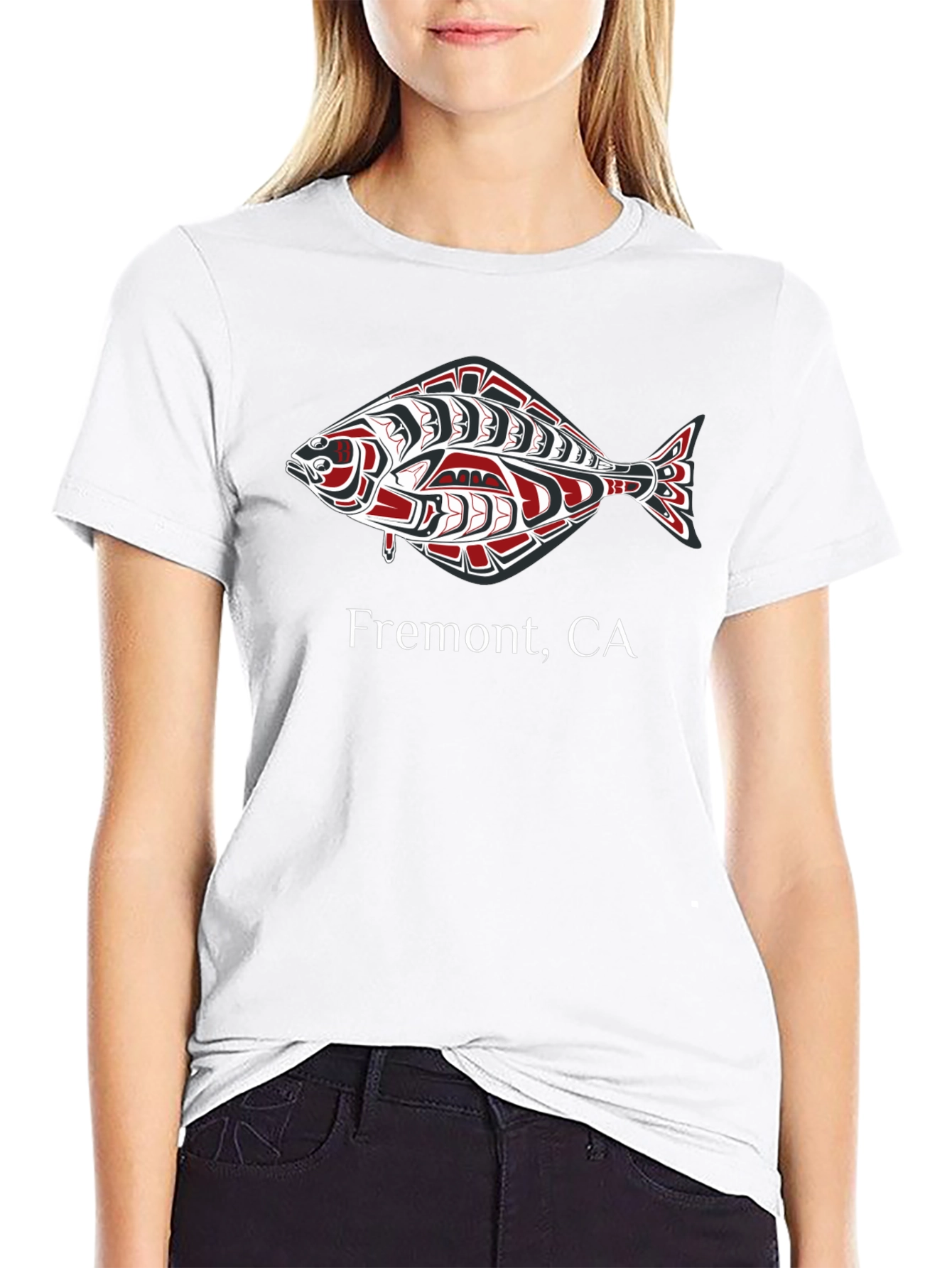 Fremont CA Fish Graphic T-Shirt - Black