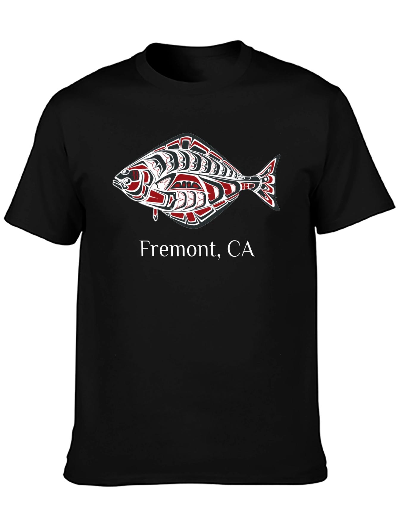 Fremont CA Fish Graphic T-Shirt - Black