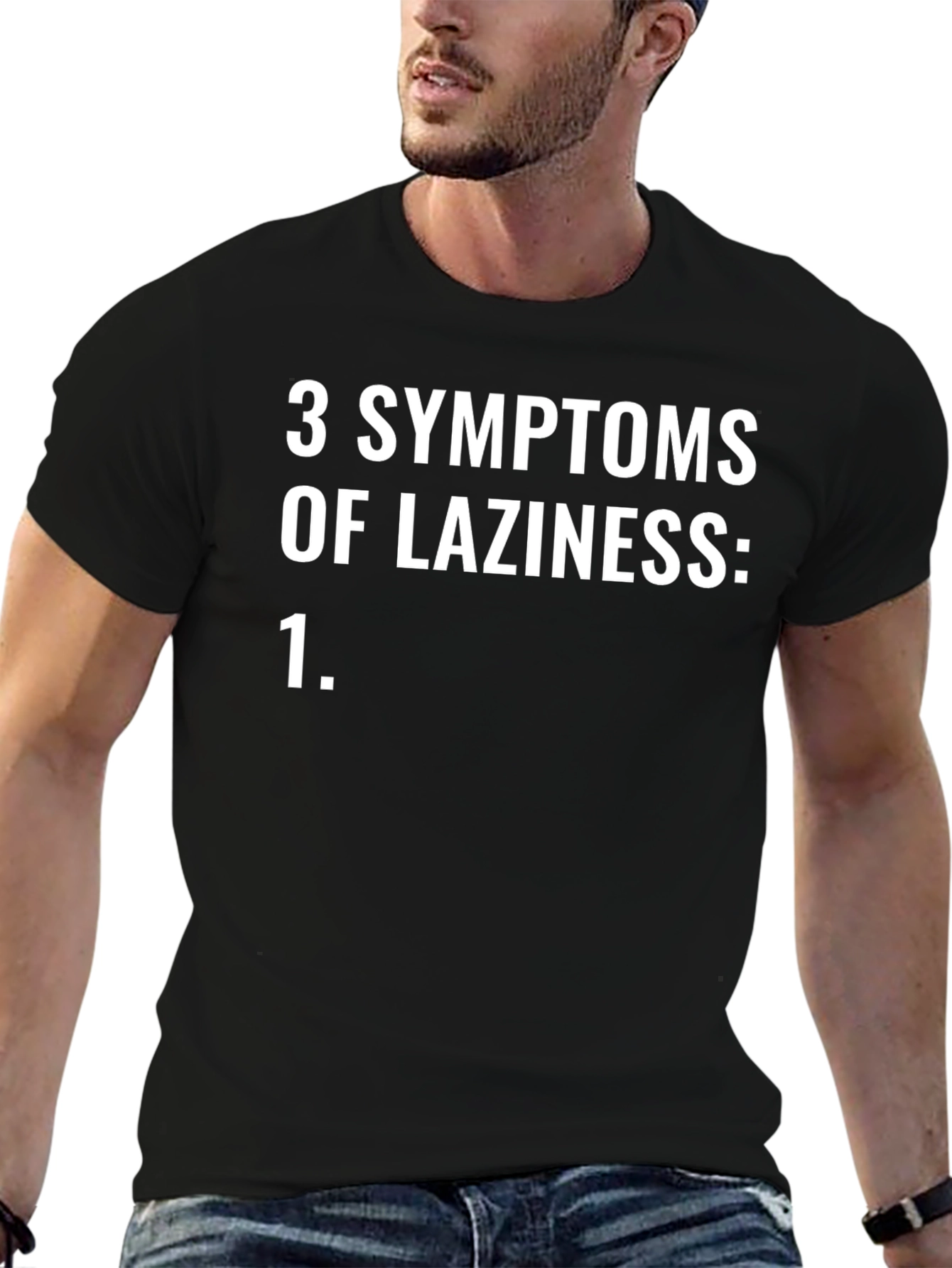 Funny Laziness Symptoms Graphic Tee - Unisex Black T-Shirt