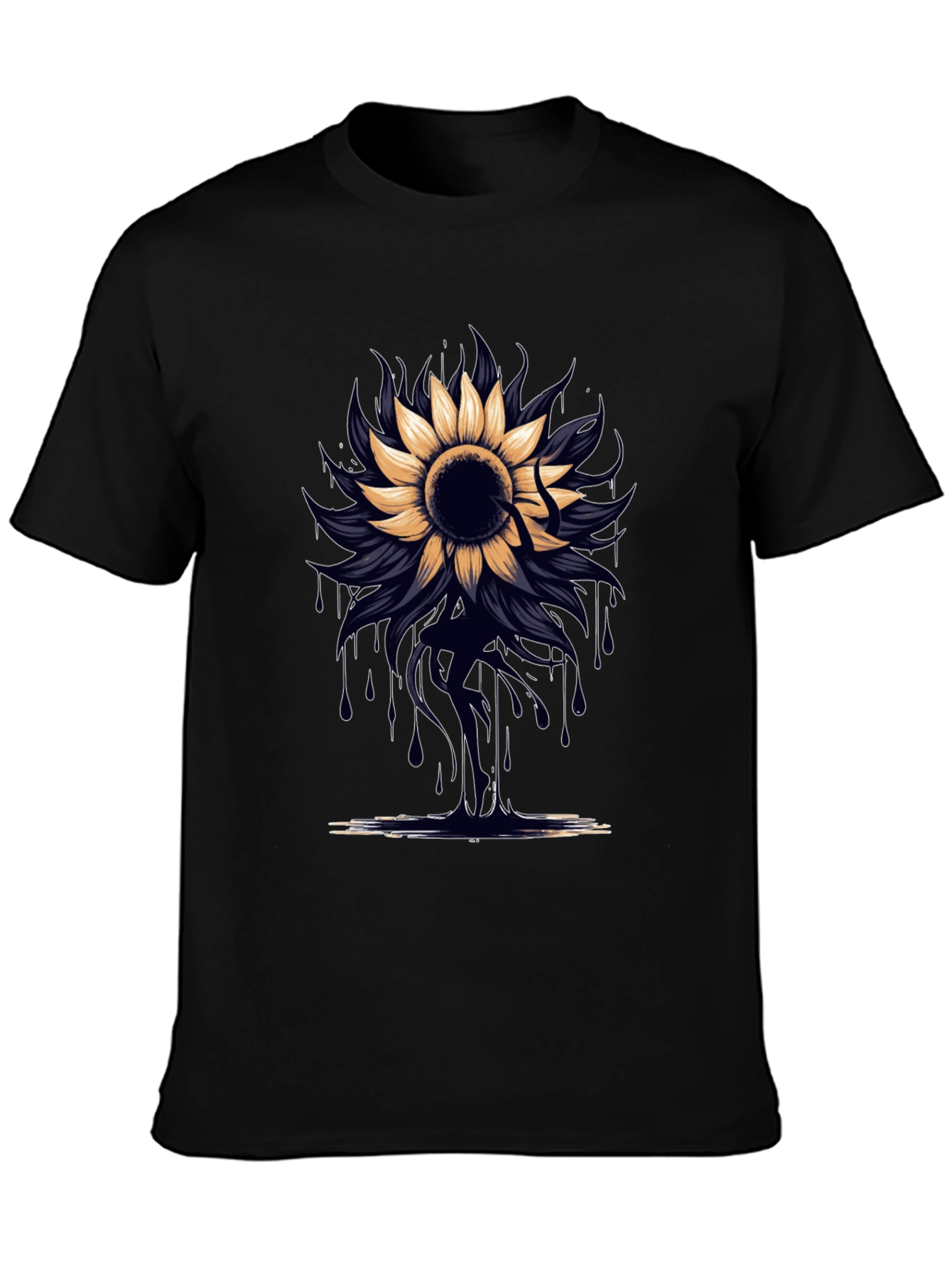 Sunflower Drip Graphic Tee - Unique Artistic Design
