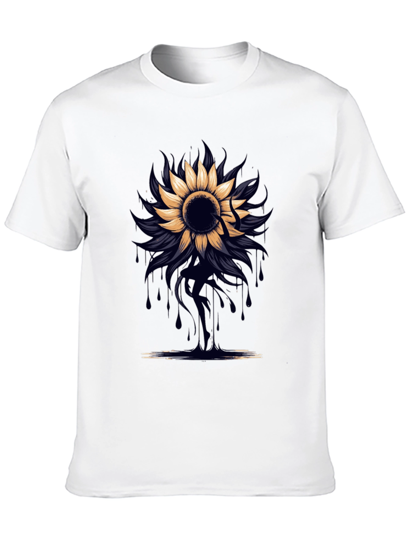Sunflower Drip Graphic Tee - Unique Artistic Design