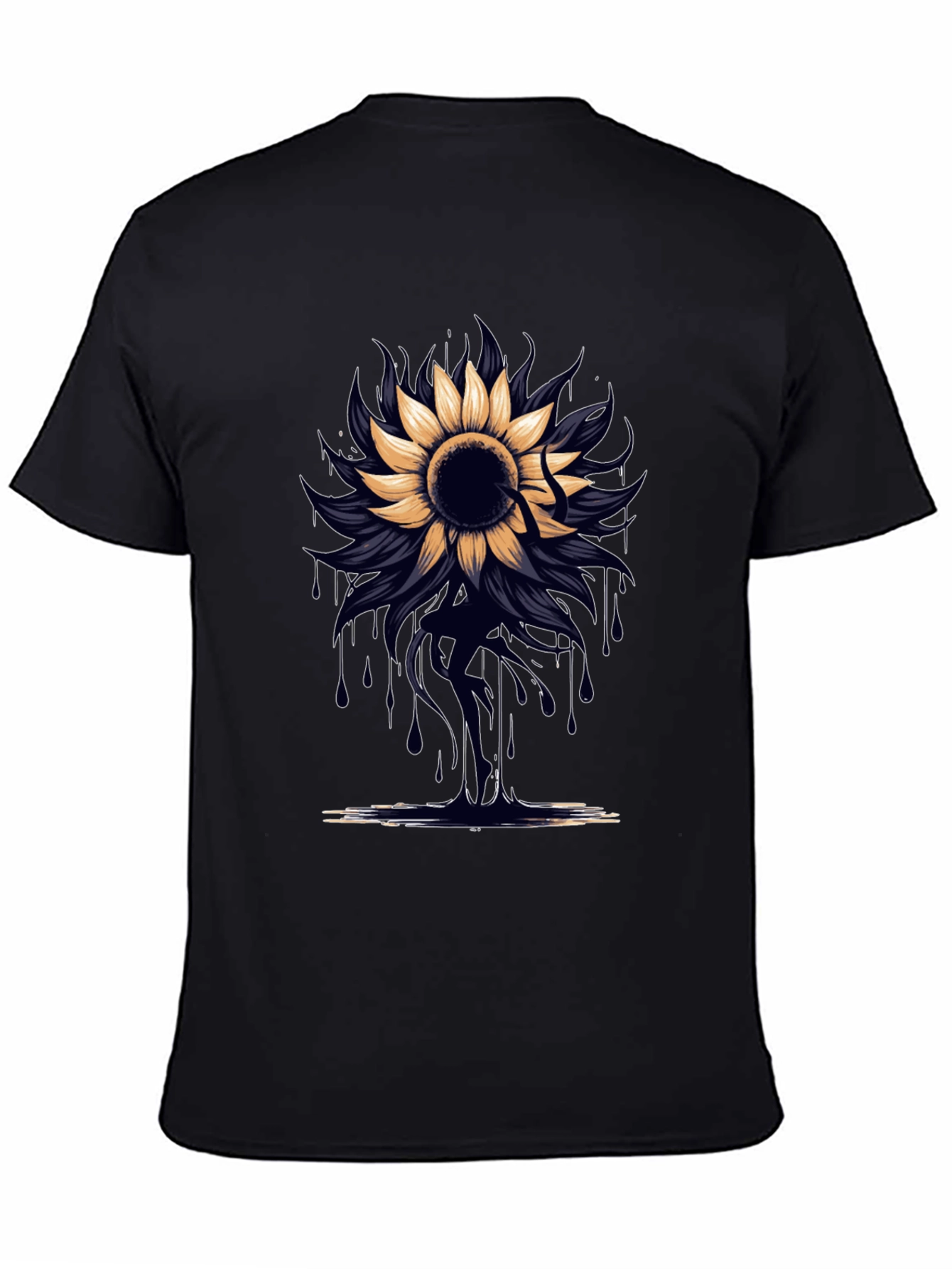 Sunflower Drip Graphic Tee - Unique Artistic Design