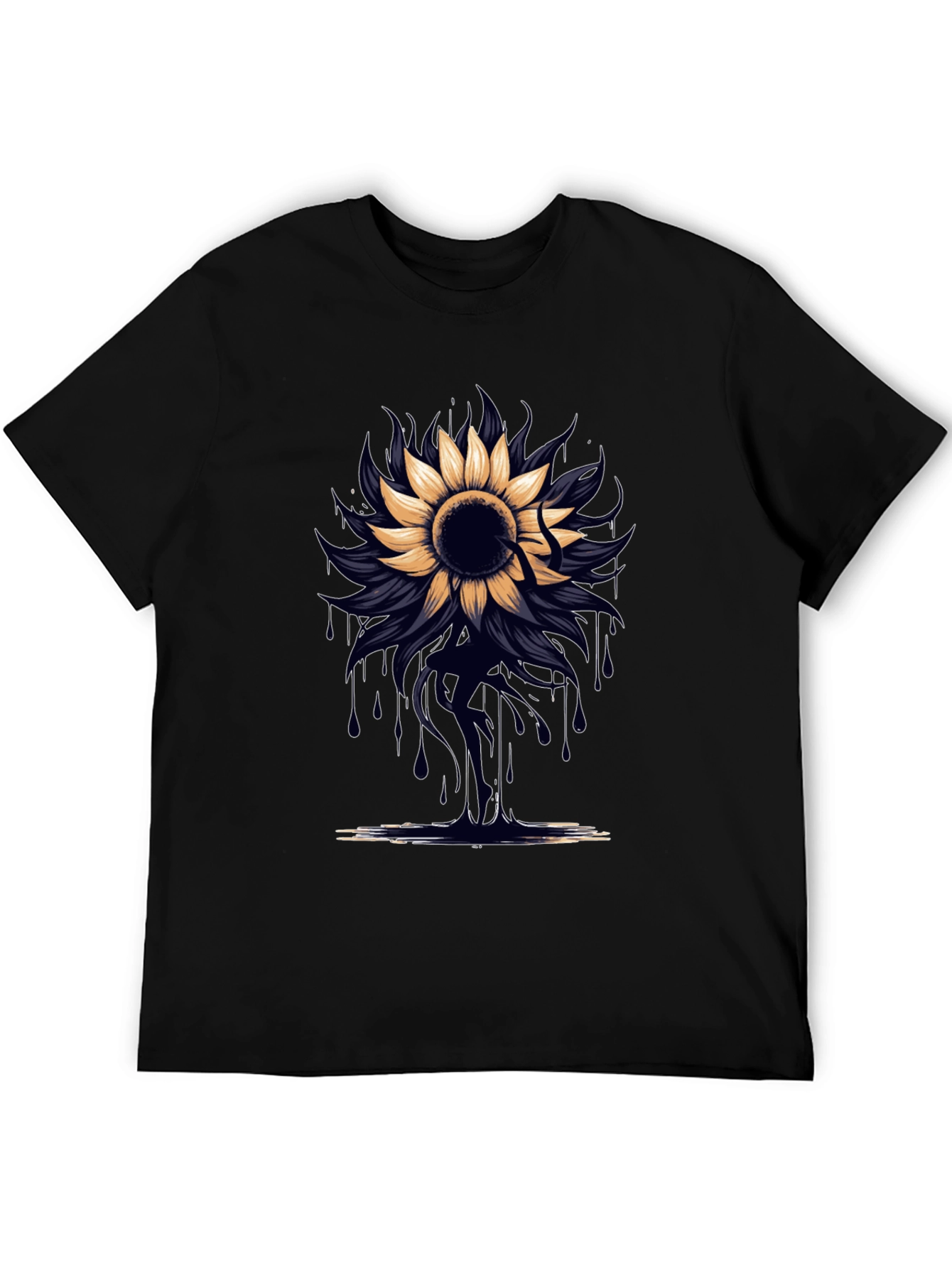 Sunflower Drip Graphic Tee - Unique Artistic Design