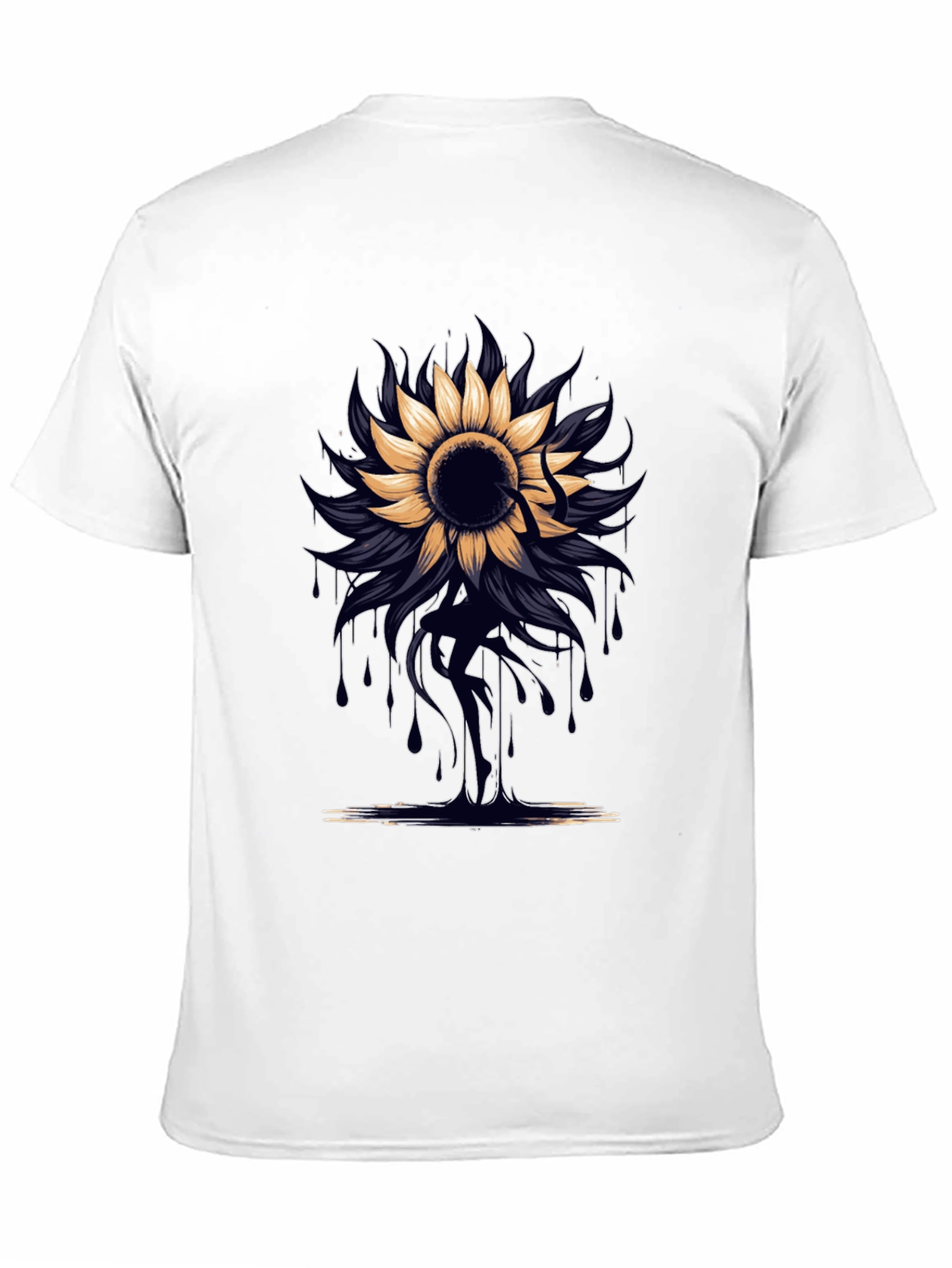 Sunflower Drip Graphic Tee - Unique Artistic Design
