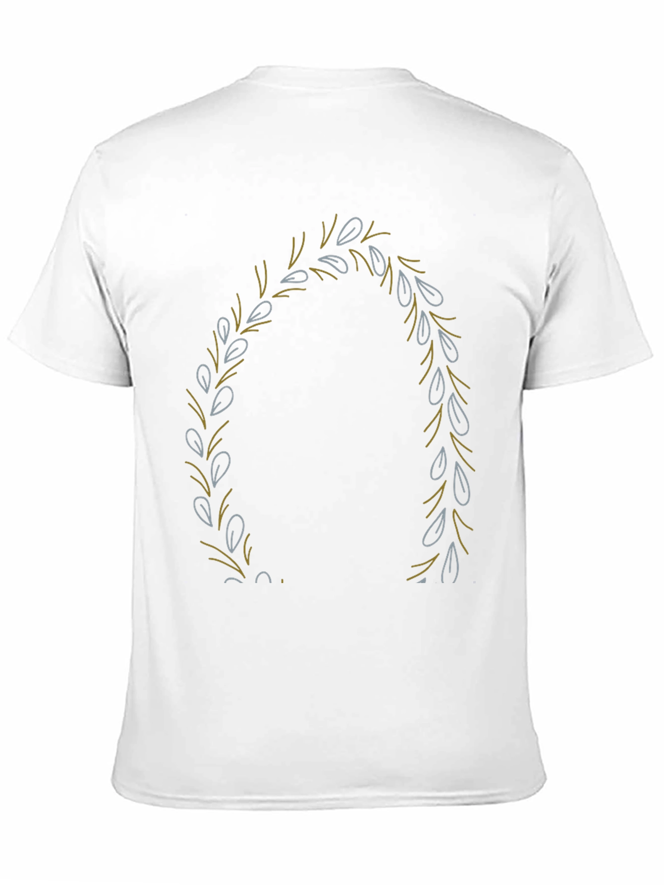 Mens Black T-Shirt with Leaf Wreath Design