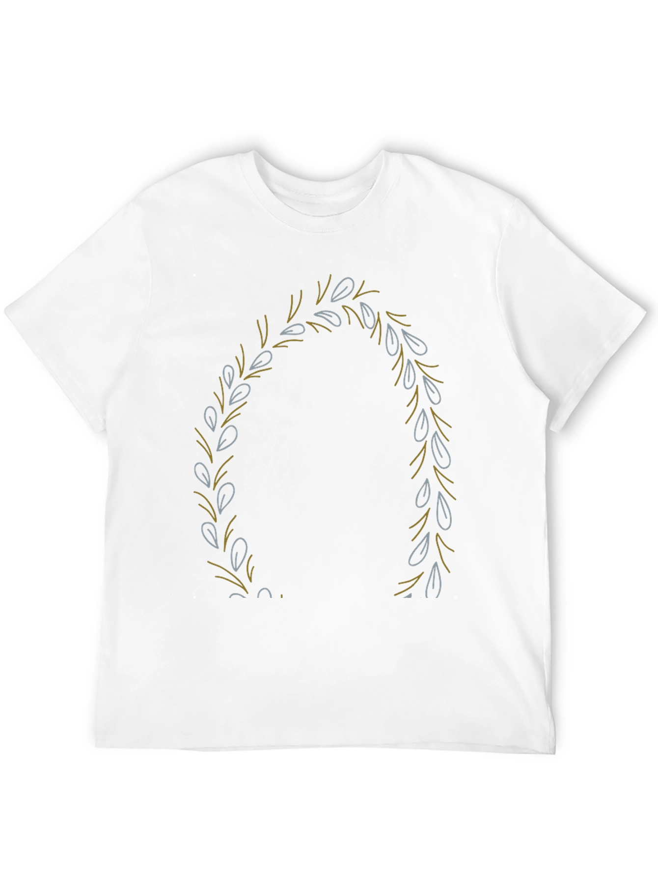 Mens Black T-Shirt with Leaf Wreath Design