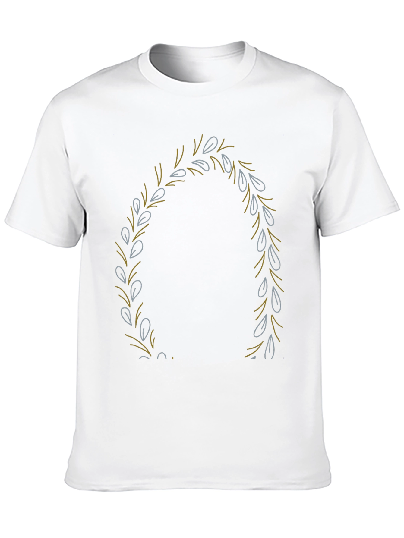 Mens Black T-Shirt with Leaf Wreath Design