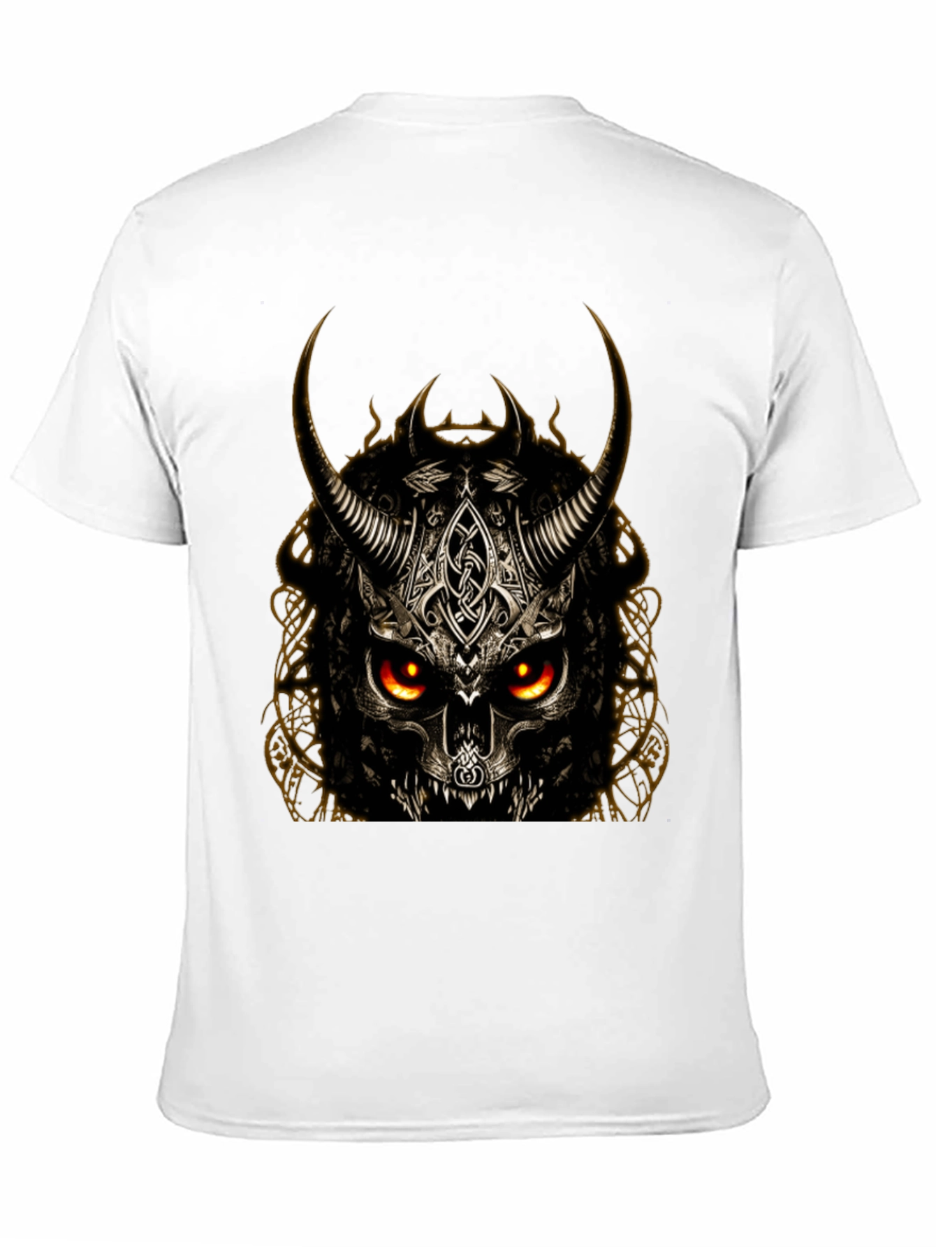 Horned Skull Graphic T-Shirt - Dark Viking Style