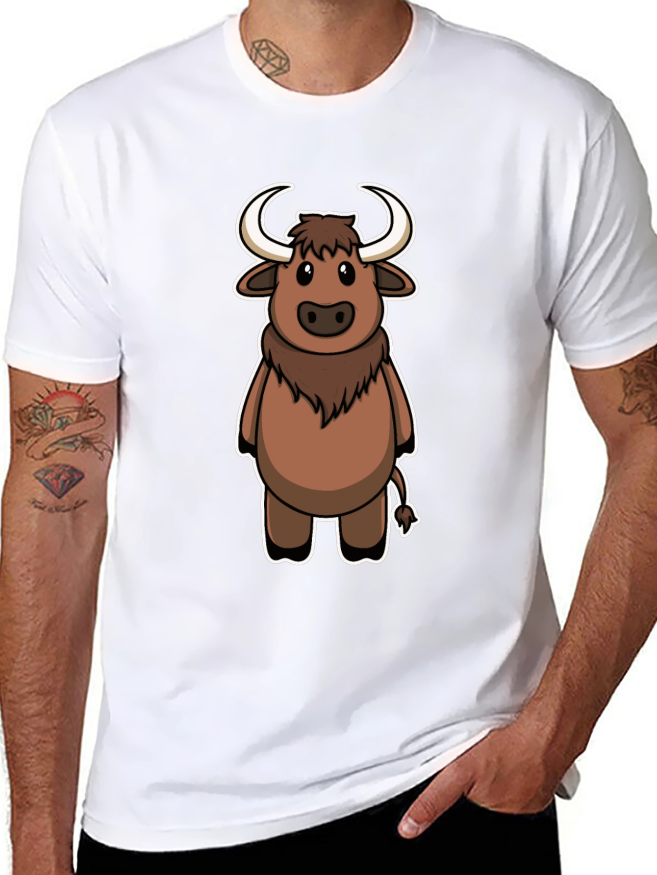 Cute Yak Cartoon T-Shirt - Soft Black Cotton Tee