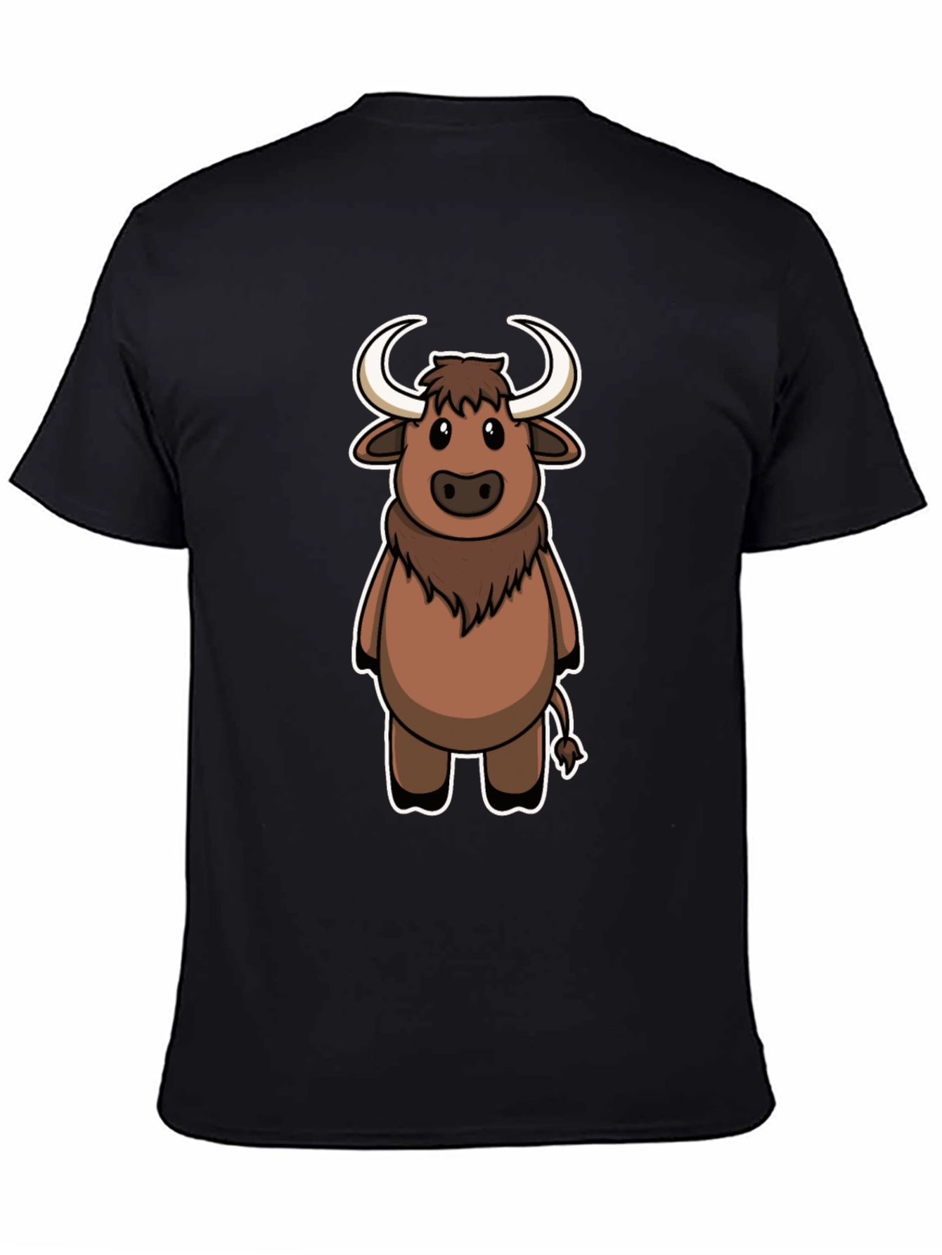 Cute Yak Cartoon T-Shirt - Soft Black Cotton Tee