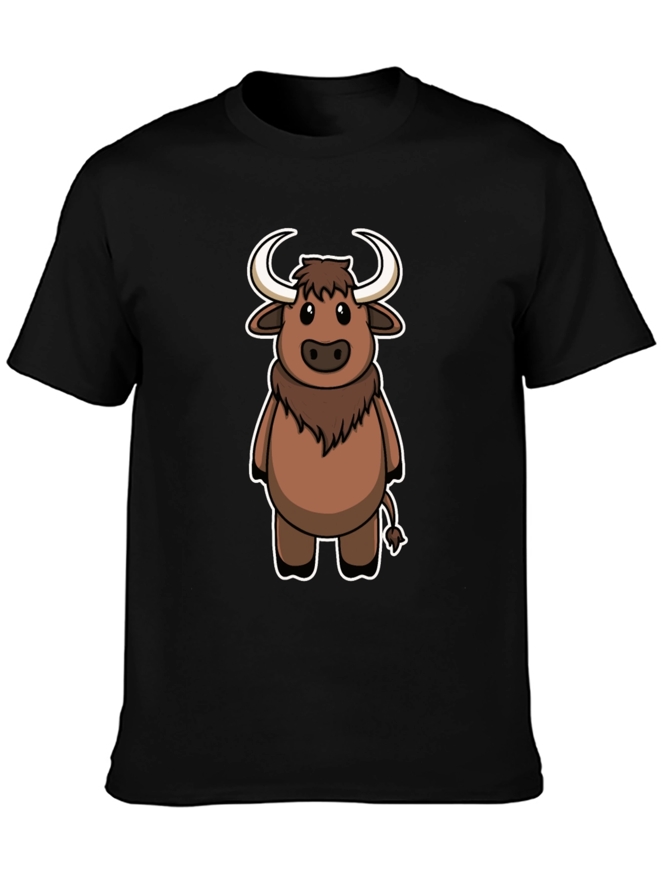 Cute Yak Cartoon T-Shirt - Soft Black Cotton Tee