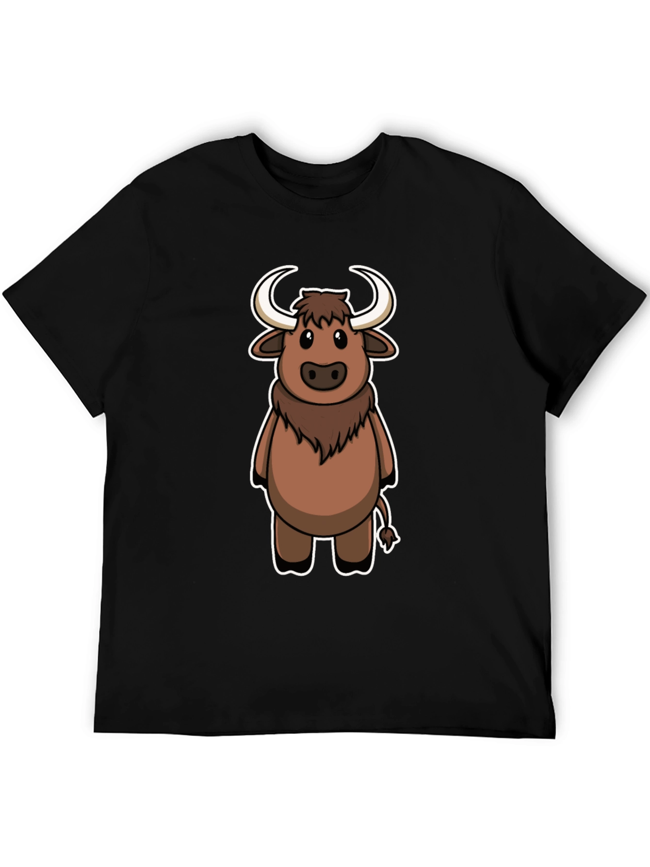 Cute Yak Cartoon T-Shirt - Soft Black Cotton Tee