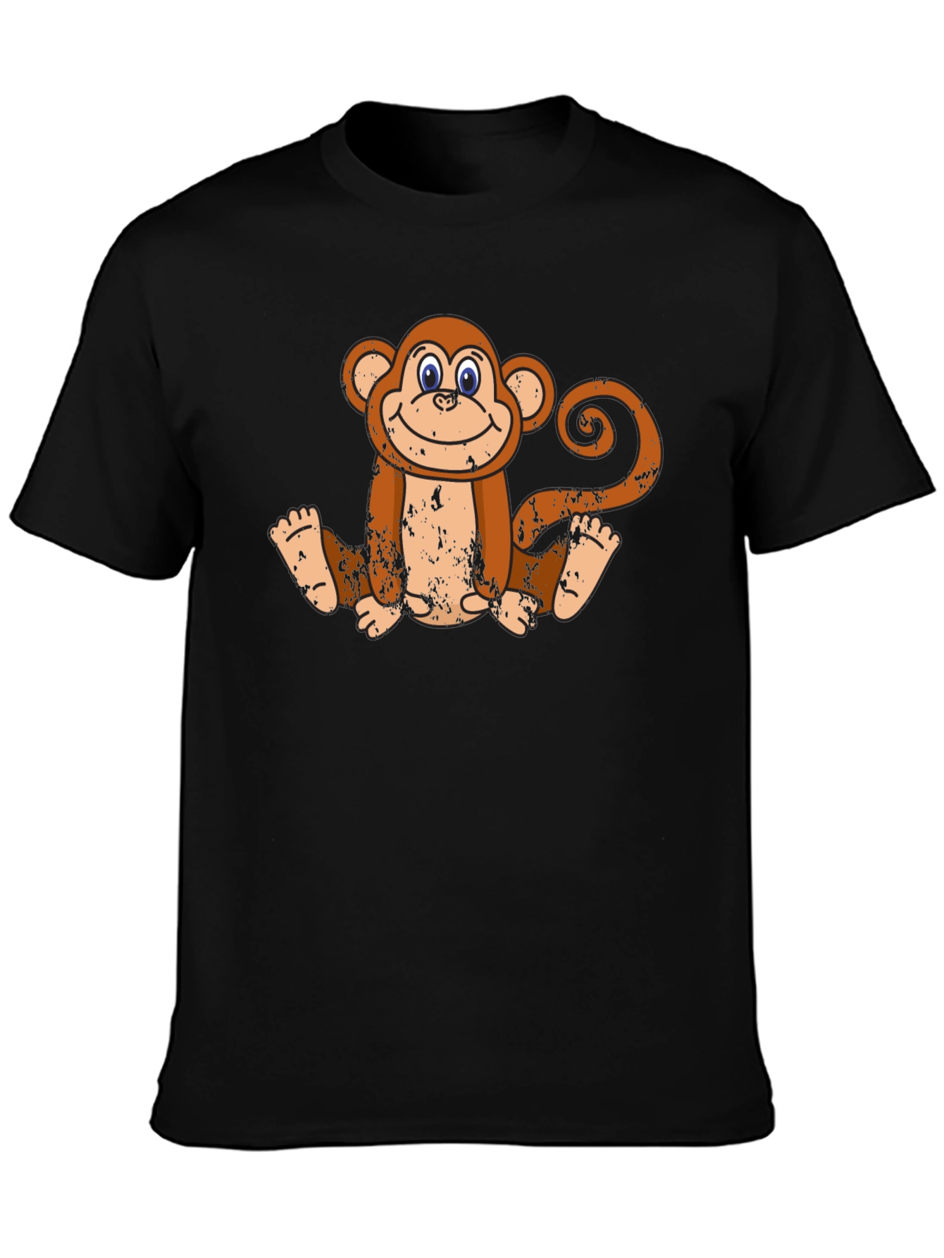 Smiling Monkey Graphic Tee - Casual Black T-Shirt