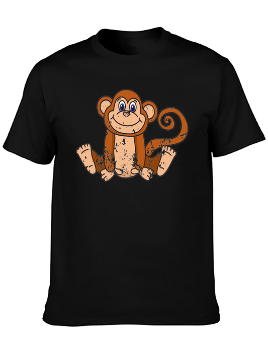 Smiling Monkey Graphic Tee - Casual Black T-Shirt