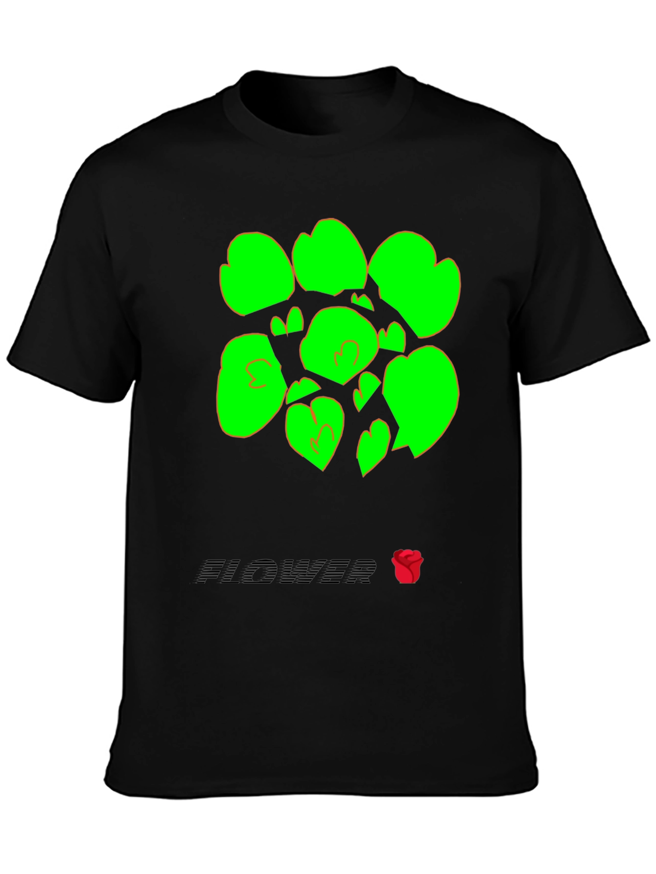 Abstract Flower Graphic Tee - Black
