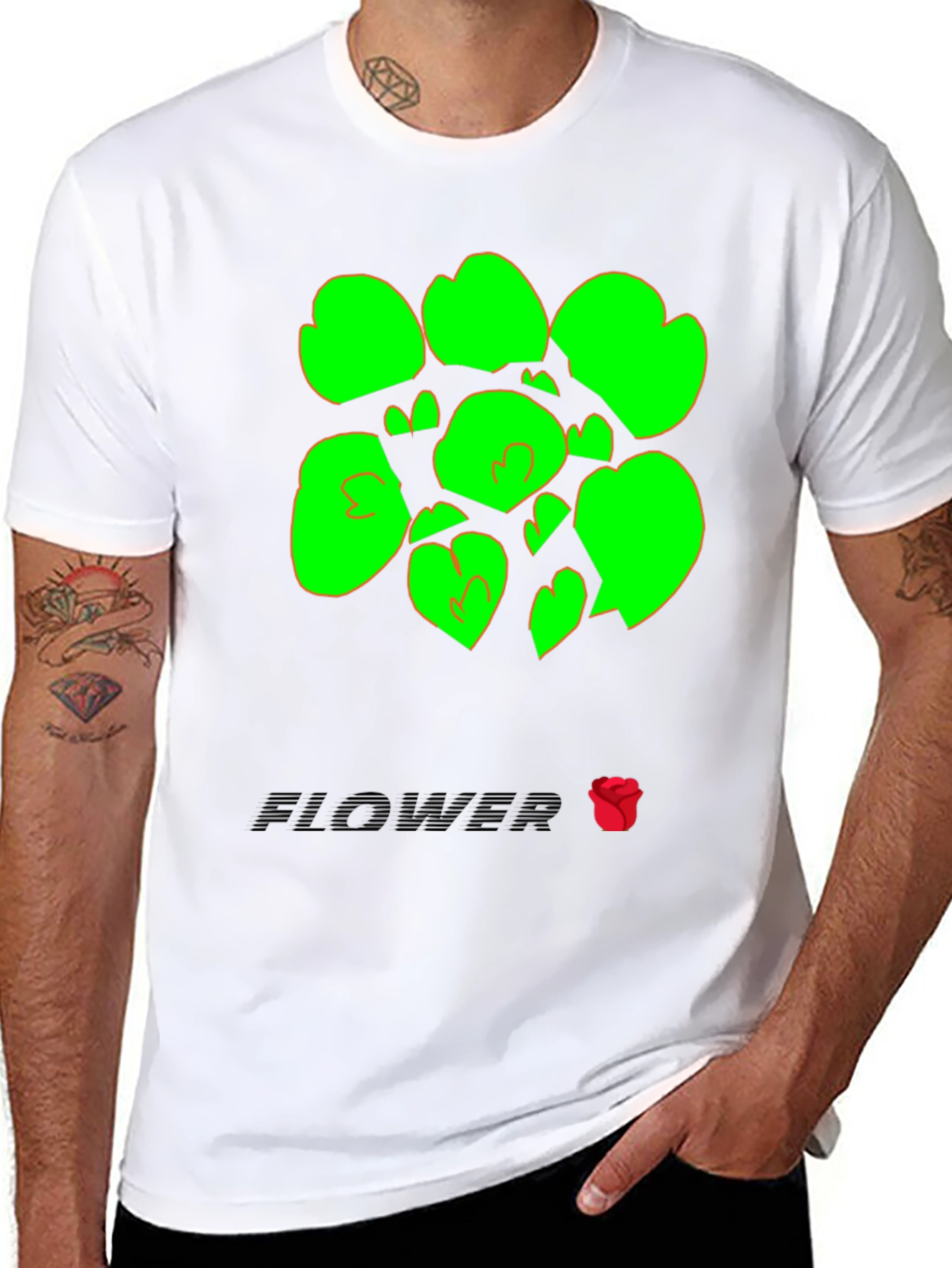 Abstract Flower Graphic Tee - Black