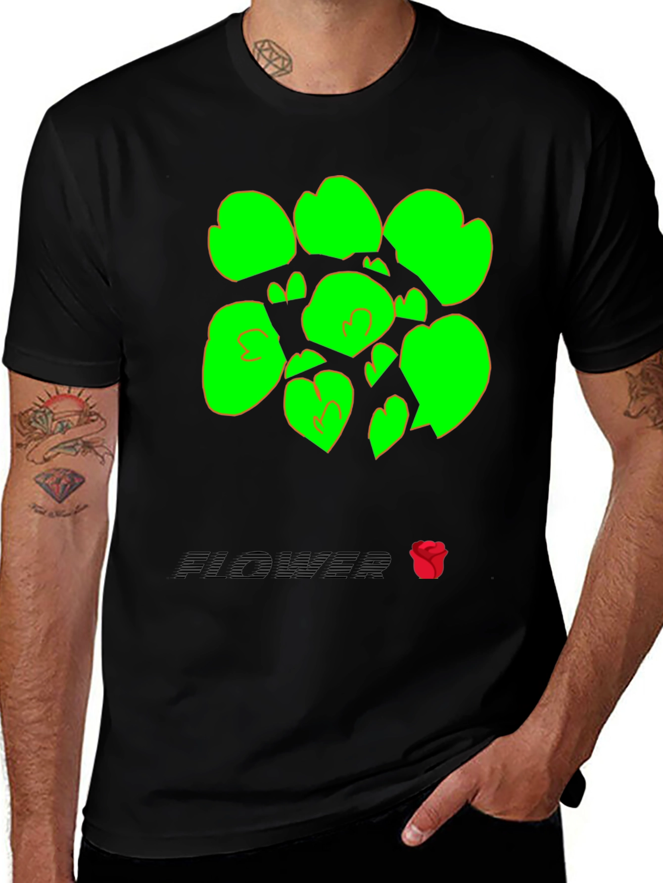 Abstract Flower Graphic Tee - Black