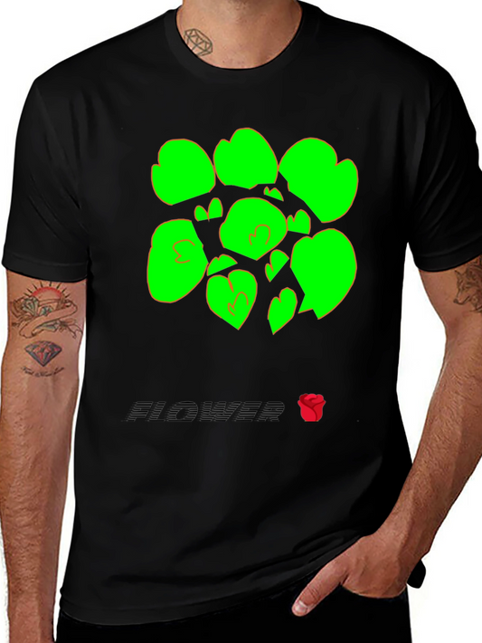 Abstract Flower Graphic Tee - Black
