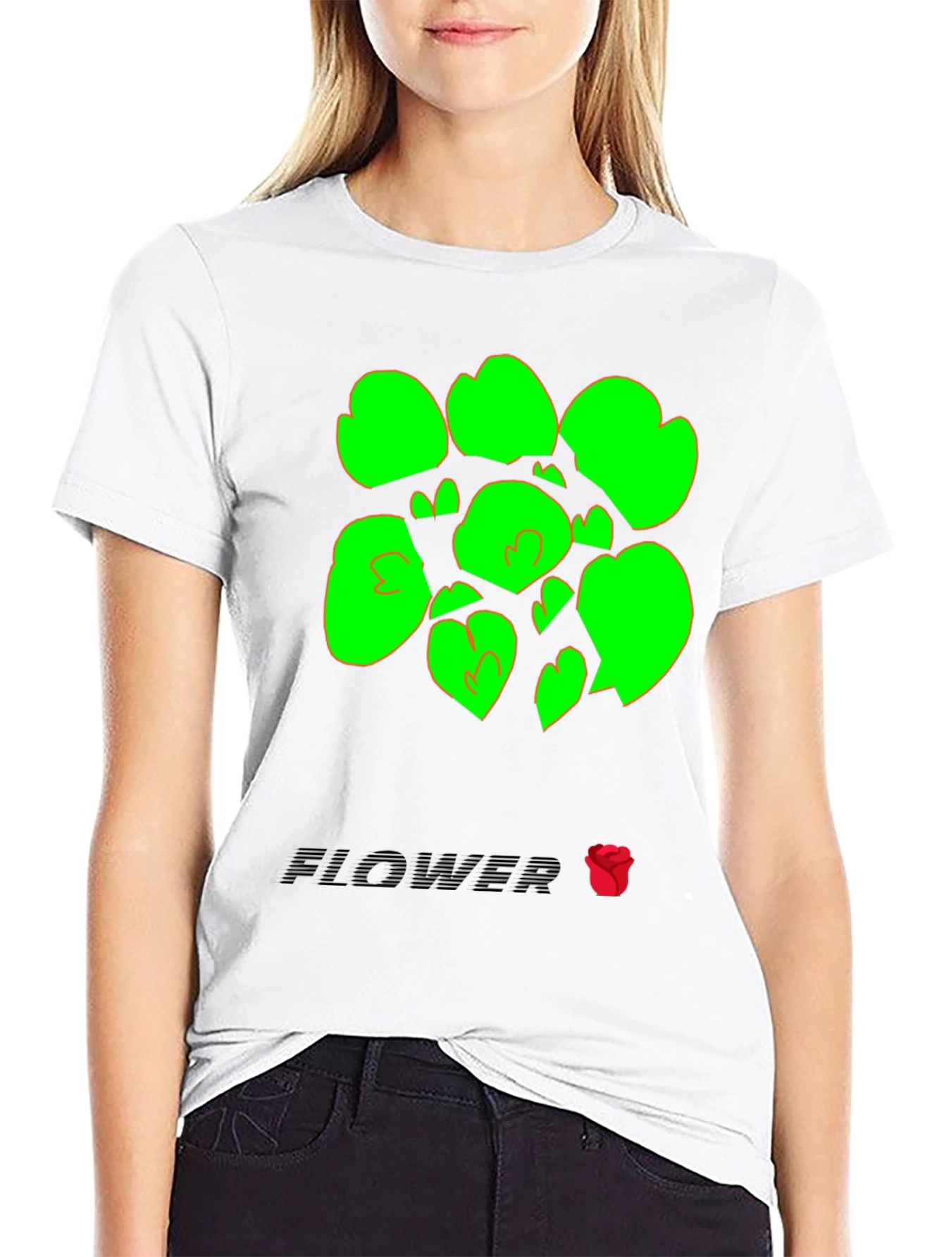 Abstract Flower Graphic Tee - Black